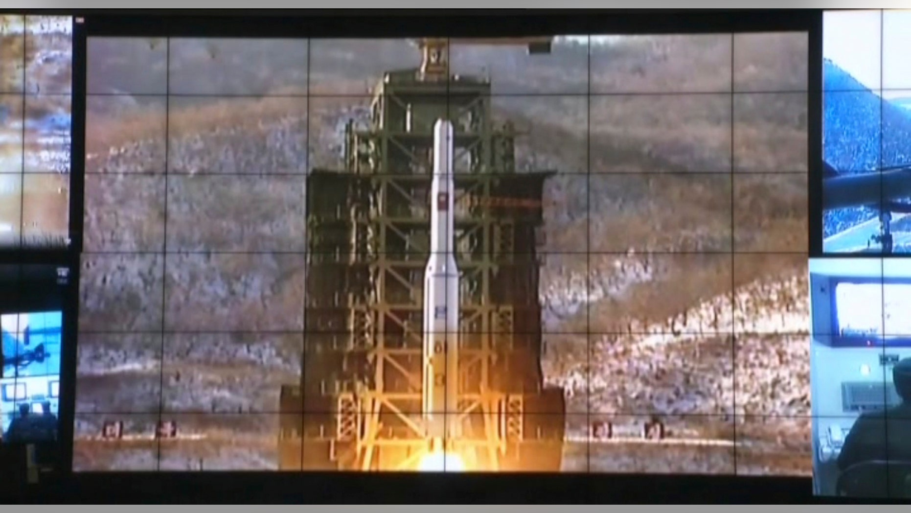 Dec. 12, 2012: This still frame made of video shows a display of the Unha-3 rocket launch at North Korea's space agency's General Launch Command Center on the outskirts of Pyongyang.