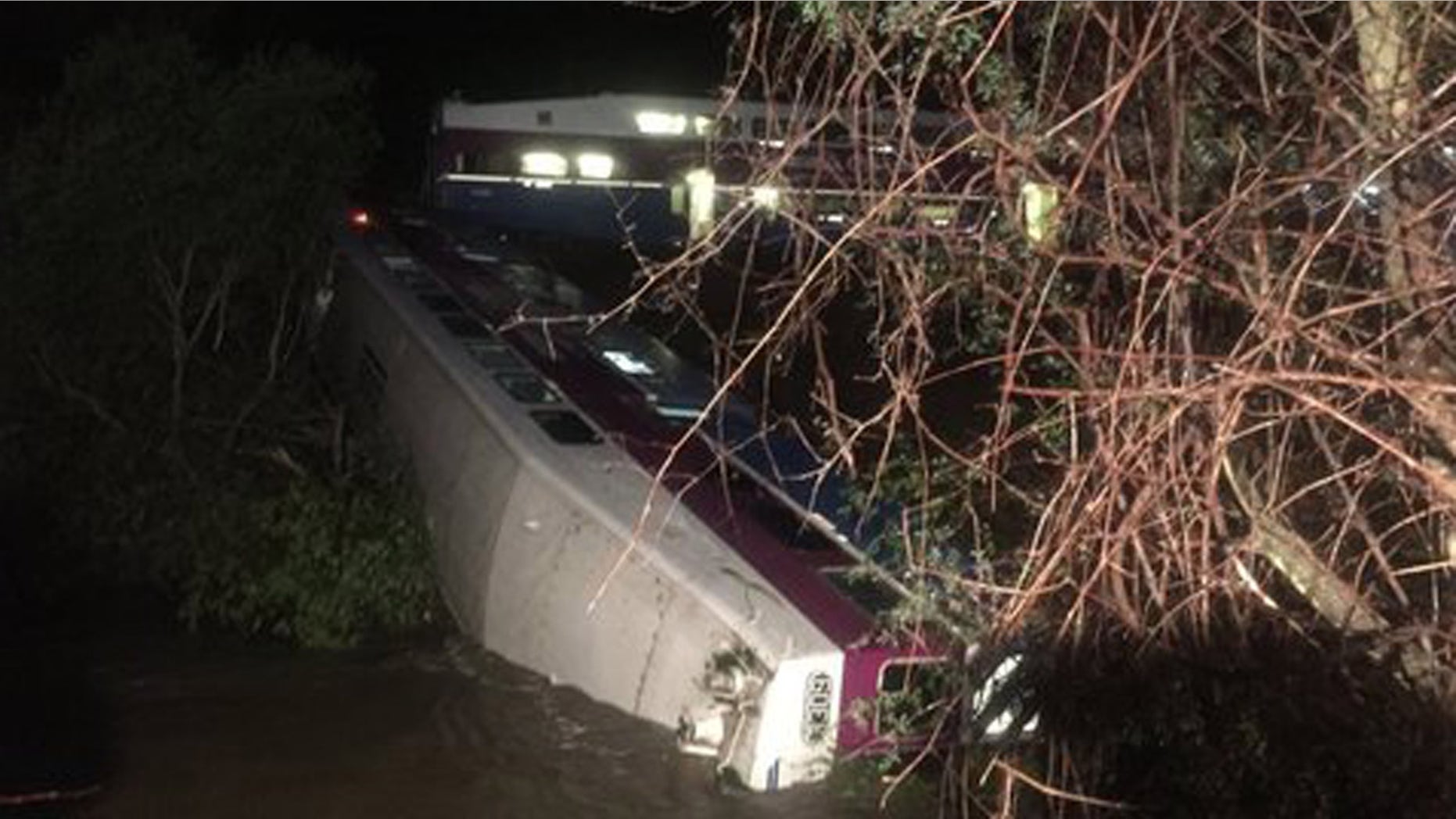 March 7, 2016: This image shows a derailed Altamont Corridor Express train in Sunol, Calif. (Alameda County Fire)