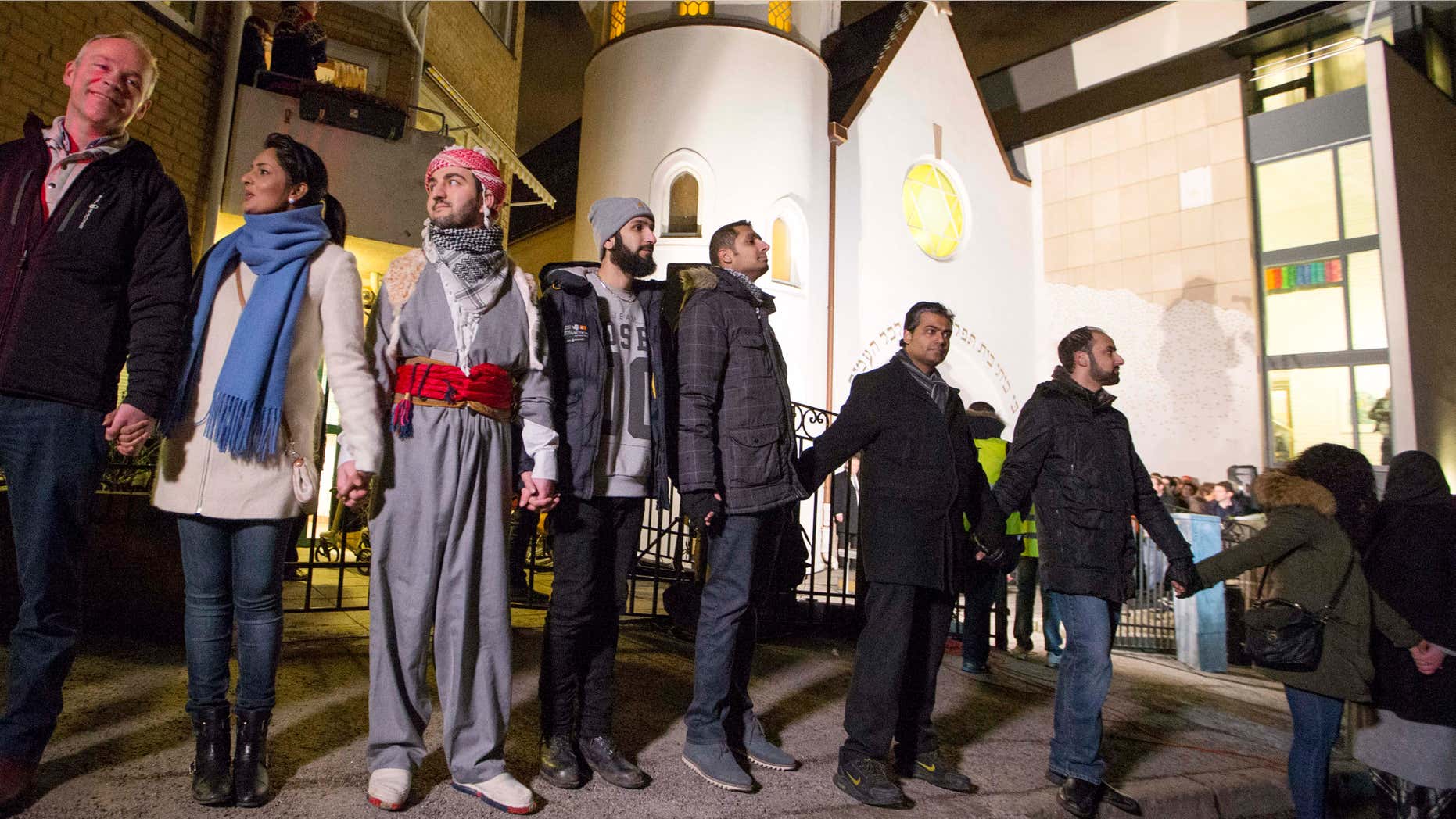 Feb. 21, 2015: More than 1,000 people formed a "ring of peace" around the Norwegian capital's synagogue, an initiative taken by young Muslims in Norway after a series of attacks against Jews in Europe, in Oslo.