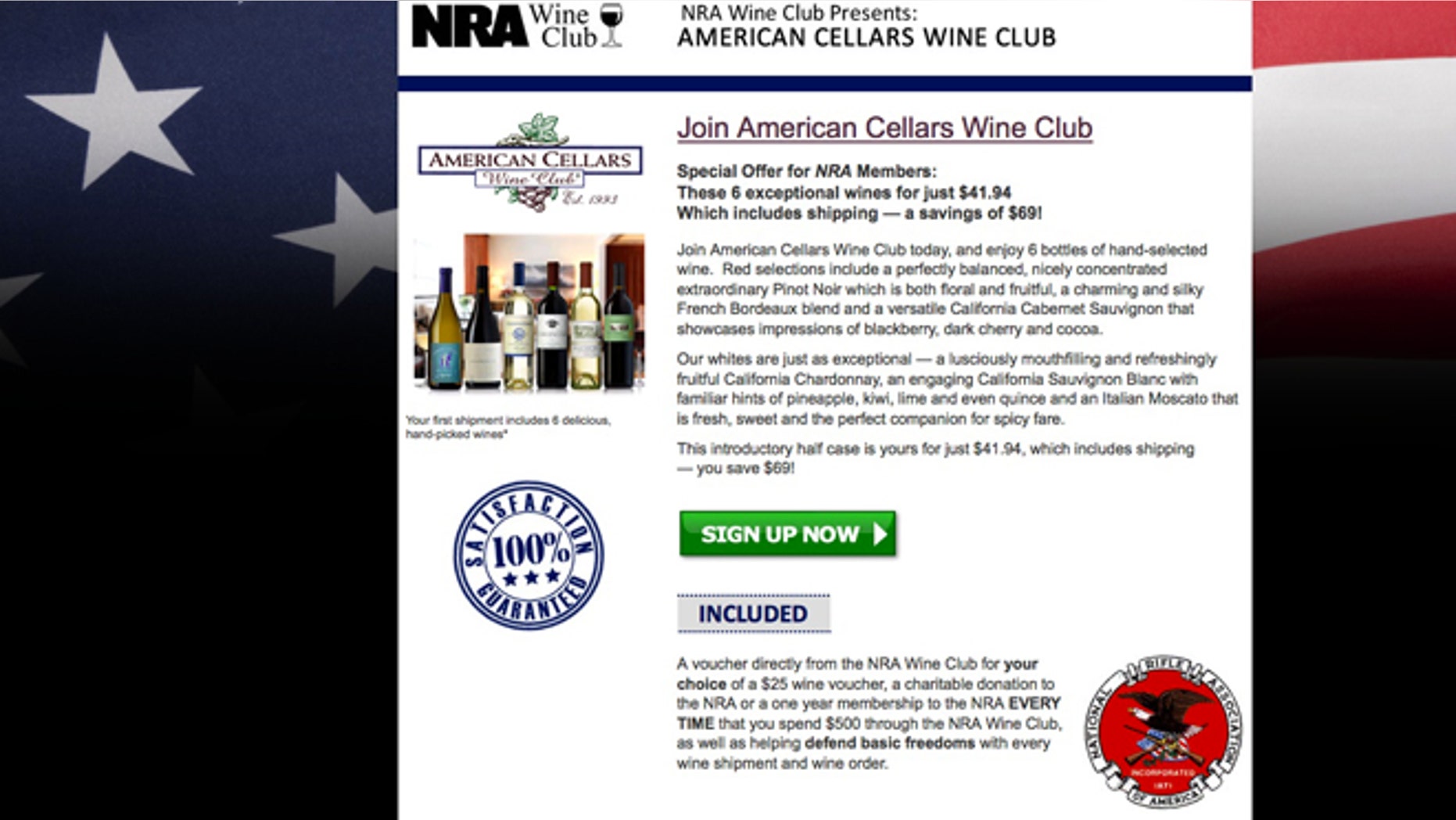 Screenshot taken from the NRA wine club website.