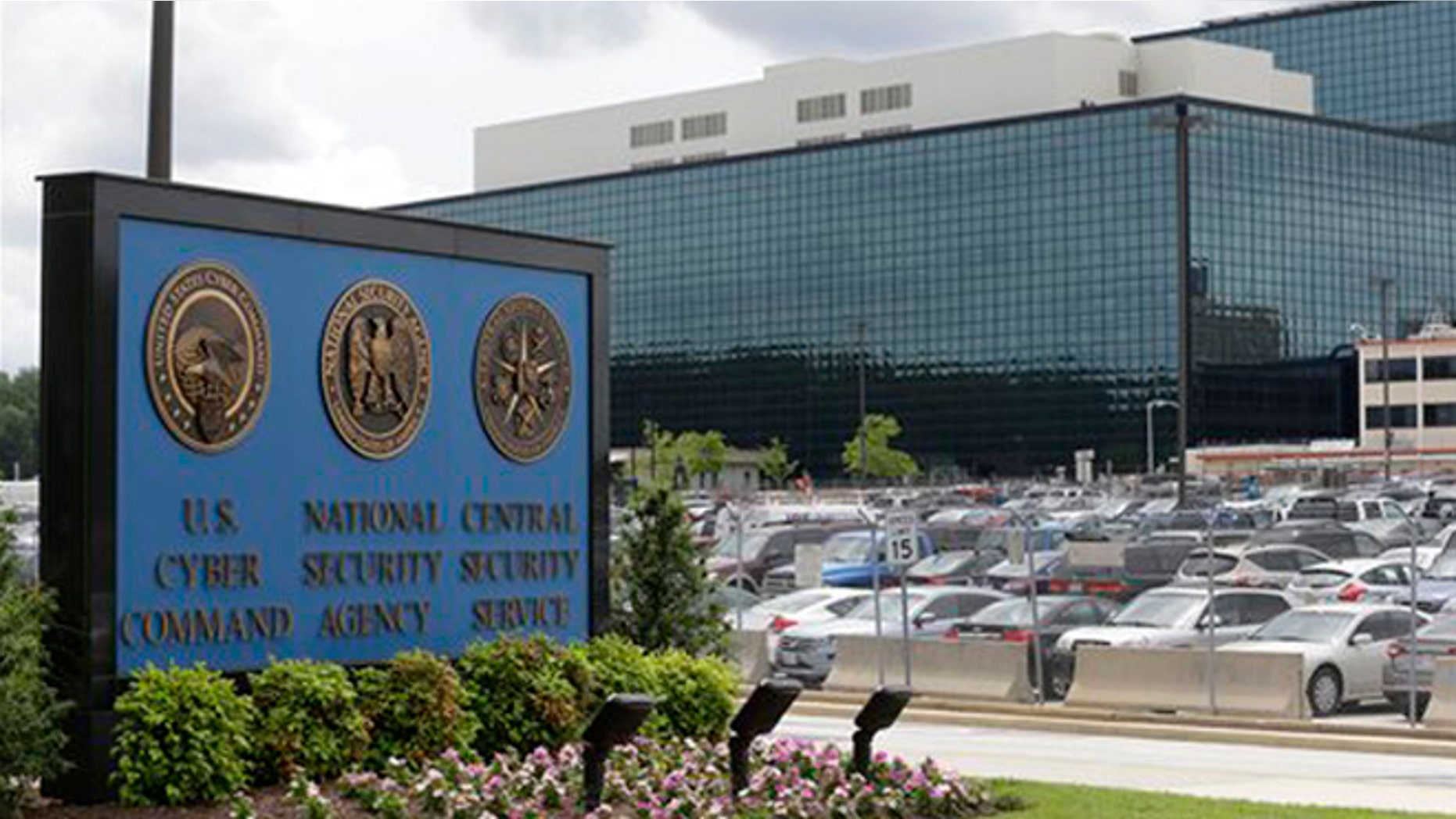 In this file photo, a sign stands outside the National Security Agency (NSA) campus in Fort Meade, Md.