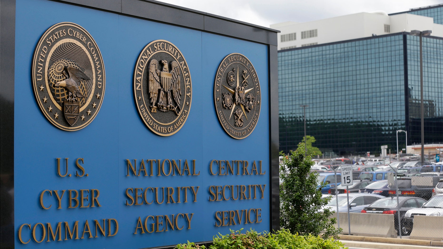 FILE -- June 6, 2013: The sign outside the National Security Agency (NSA) campus in Fort Meade, Md. (AP Photo/Patrick Semansky)