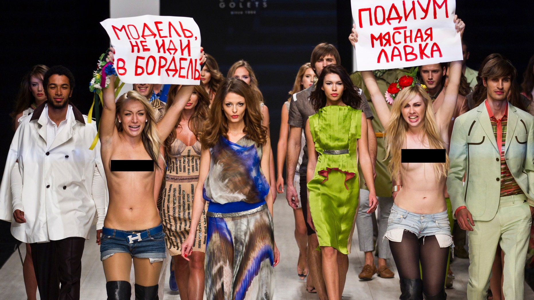 Members of the same group that crashed Klum's show, Femen, also previously protested a fashion show.