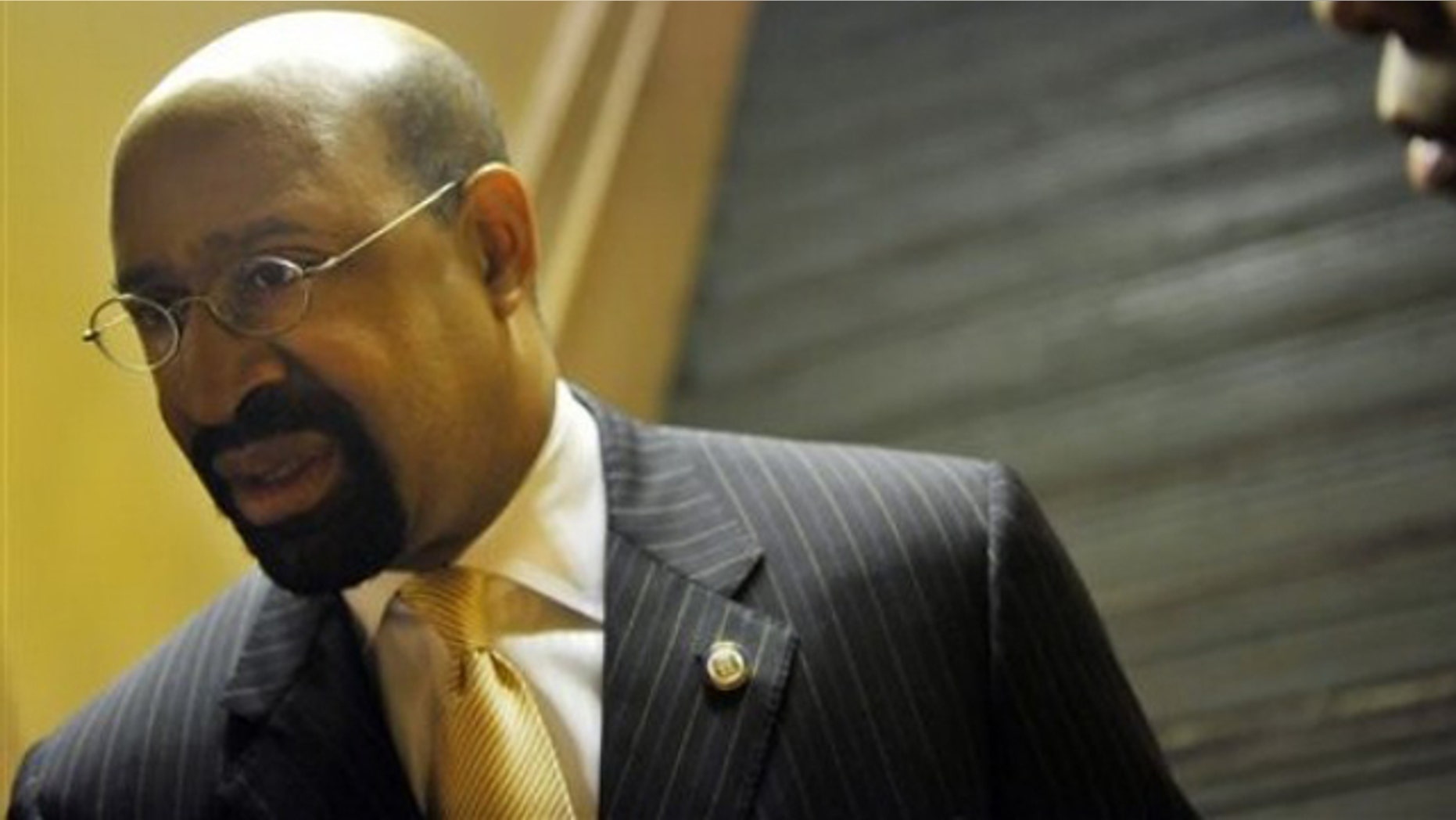 Philidelphia Mayor Michael Nutter speaks to a reporter at the 2010 National Action Network Convention Saturday, April 17, 2010 in New York. (AP)