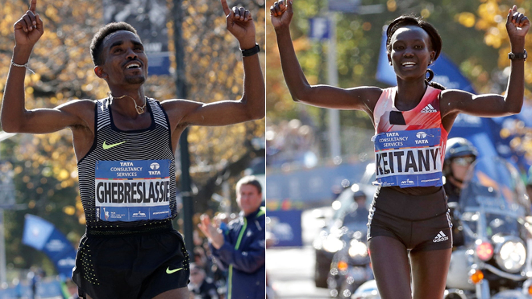 Ghirmay Ghebreslassie, left, and Mary Keitany.
