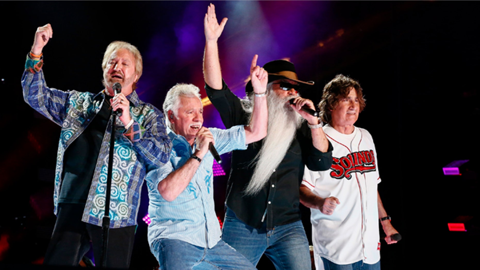 June 12, 2015. Duane Allen, from left, Joe Bonsall, William Lee Golden, and Richard Sterban of The Oak Ridge Boys perform at LP Field at the CMA Music Festival in Nashville, Tenn.