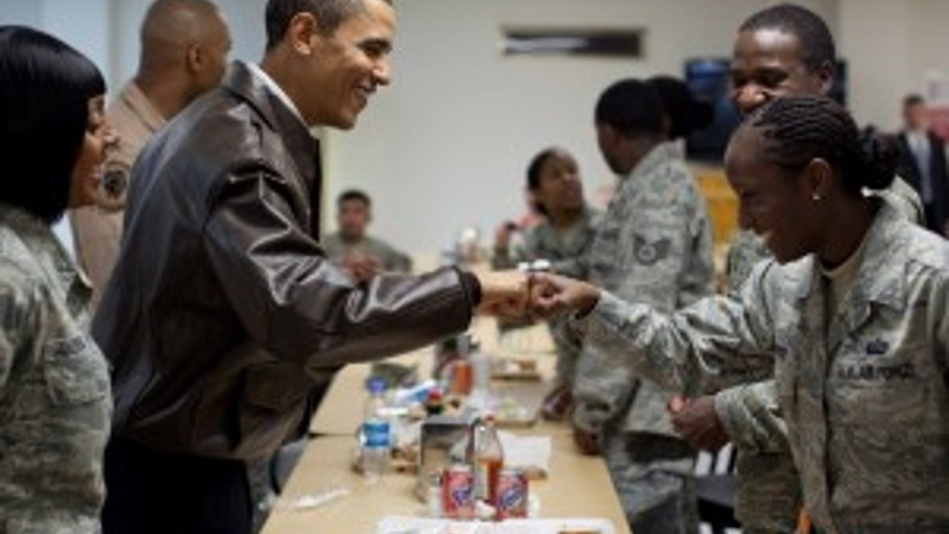 President Obama greets U.S. troops at a mess hall at Bagram Air Field. (WH Photo) To see more photos - check out the slideshow at the bottom of this post.