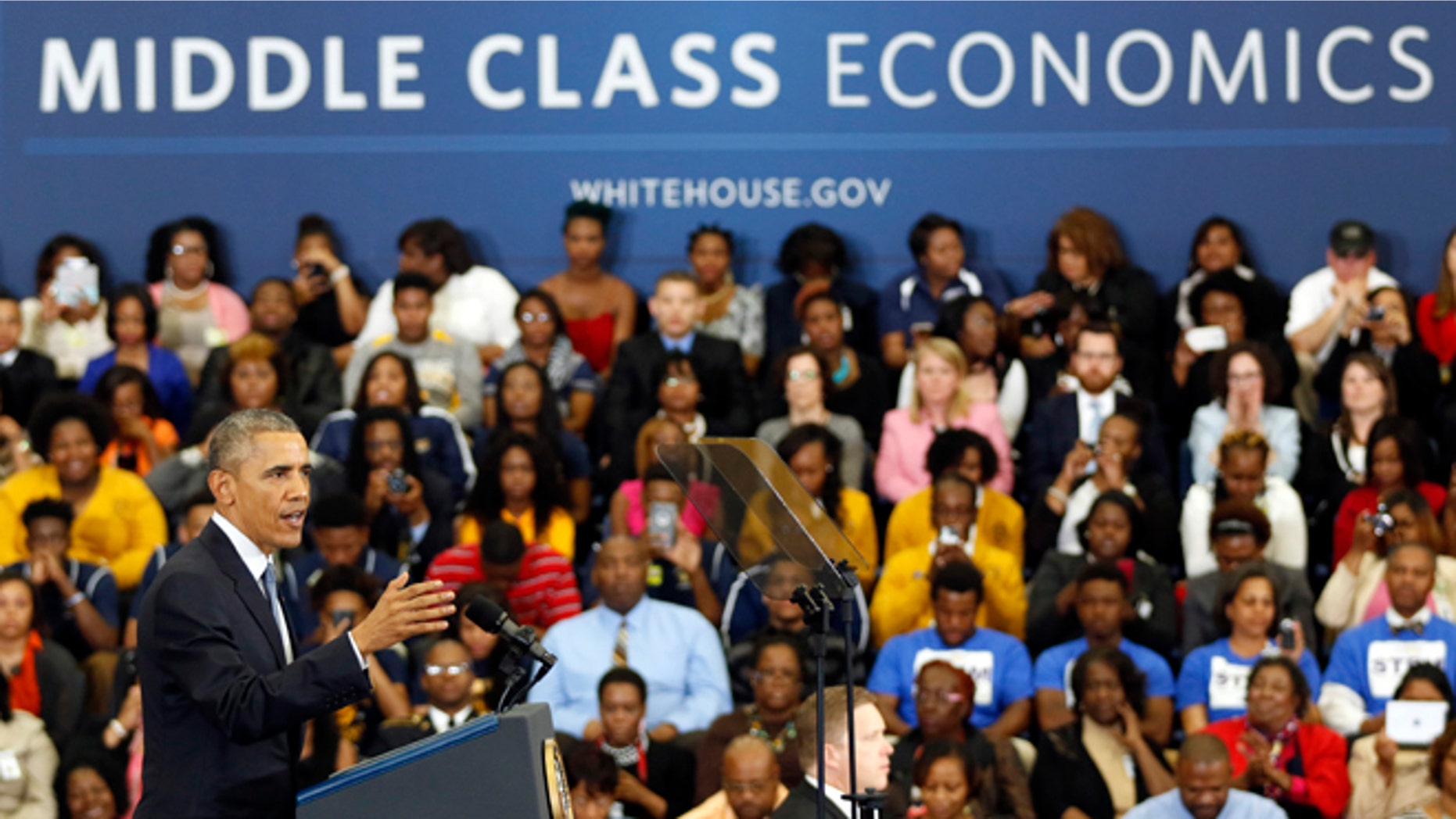 March 26, 2015: President Obama speaks about the economy and payday lending at Lawson State Community College in Birmingham, Ala.