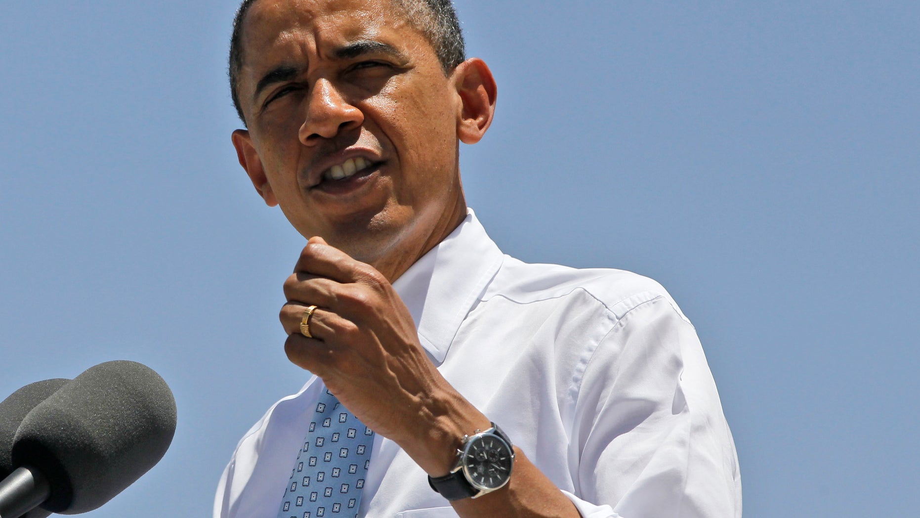 President Obama speaks about immigration reform at Chamizal National Memorial Park in El Paso, Texas, Tuesday, May 10, 2011, during his visit to the U.S.-Mexico border.(AP)