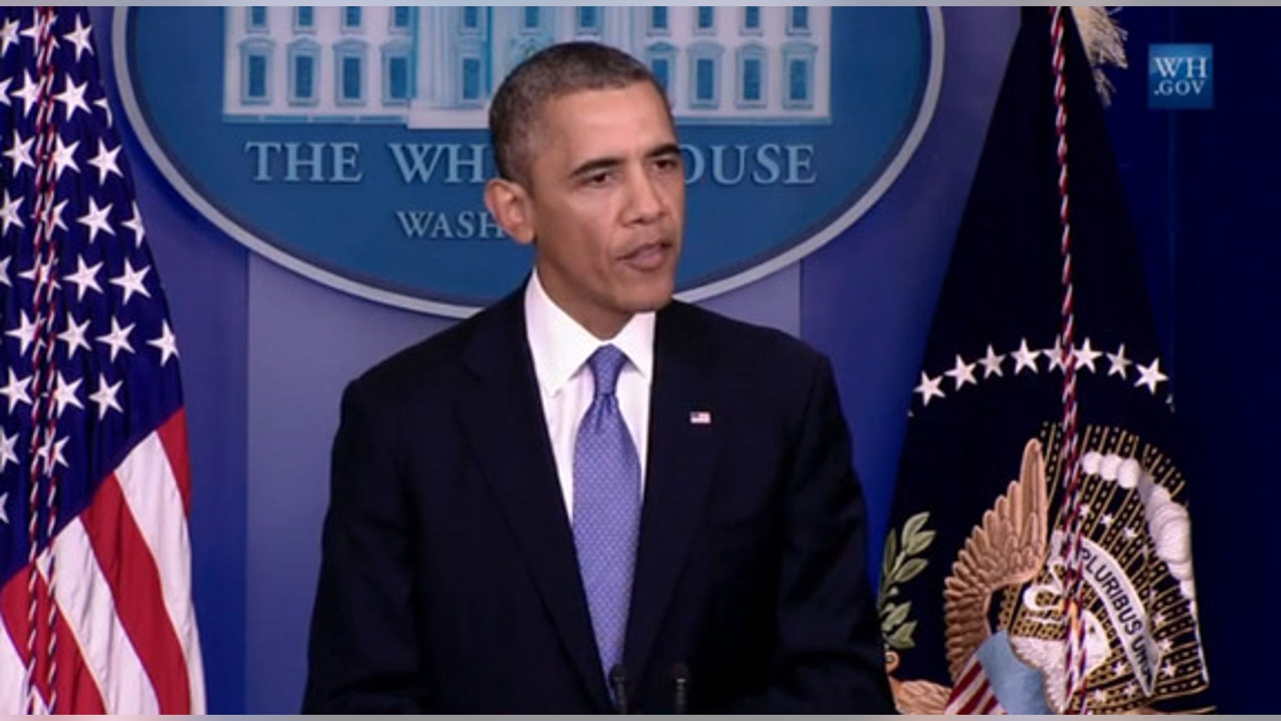 U.S. President Barack Obama gives a statement to reporters on Sept. 29, 2013 to discuss the government shutdown of Oct. 1, which will shut down much of NASA.