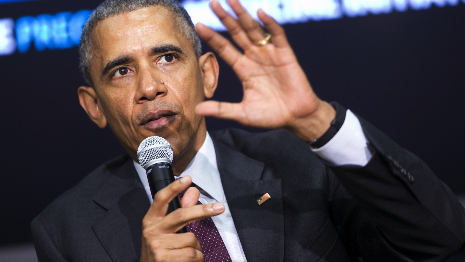 President Barack Obama speaks during a panel discussion as part of the White House Precision Medicine Initiative (PMI) in the South Court Auditorium in the Eisenhower Executive Office Building on the White House complex in Washington, Thursday, Feb. 25, 2016. (AP Photo/Pablo Martinez Monsivais)