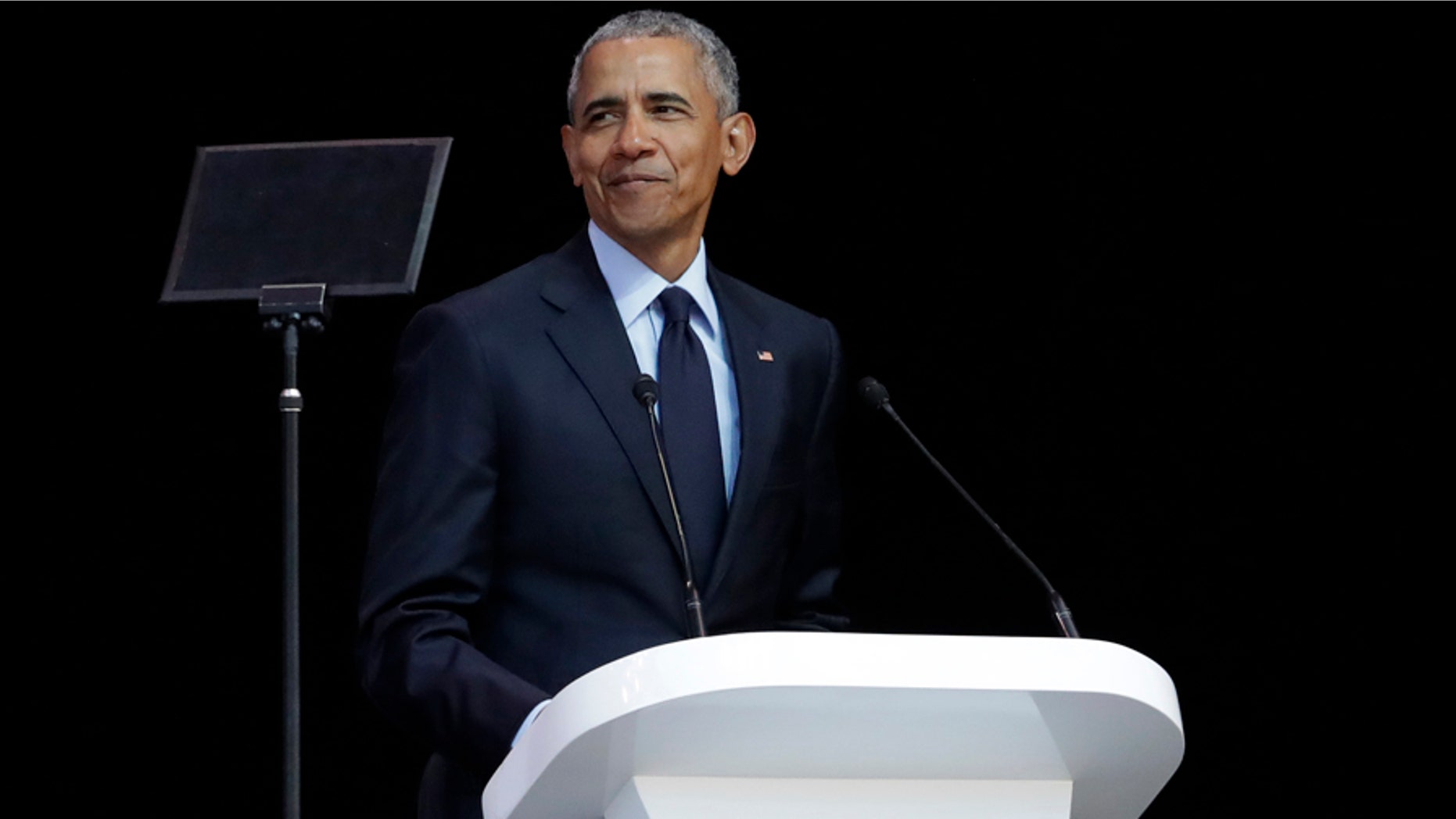 Former U.S. President Barack Obama delivers his speech at the 16th Annual Nelson Mandela Lecture in Johannesburg, South Africa, July 17, 2018.