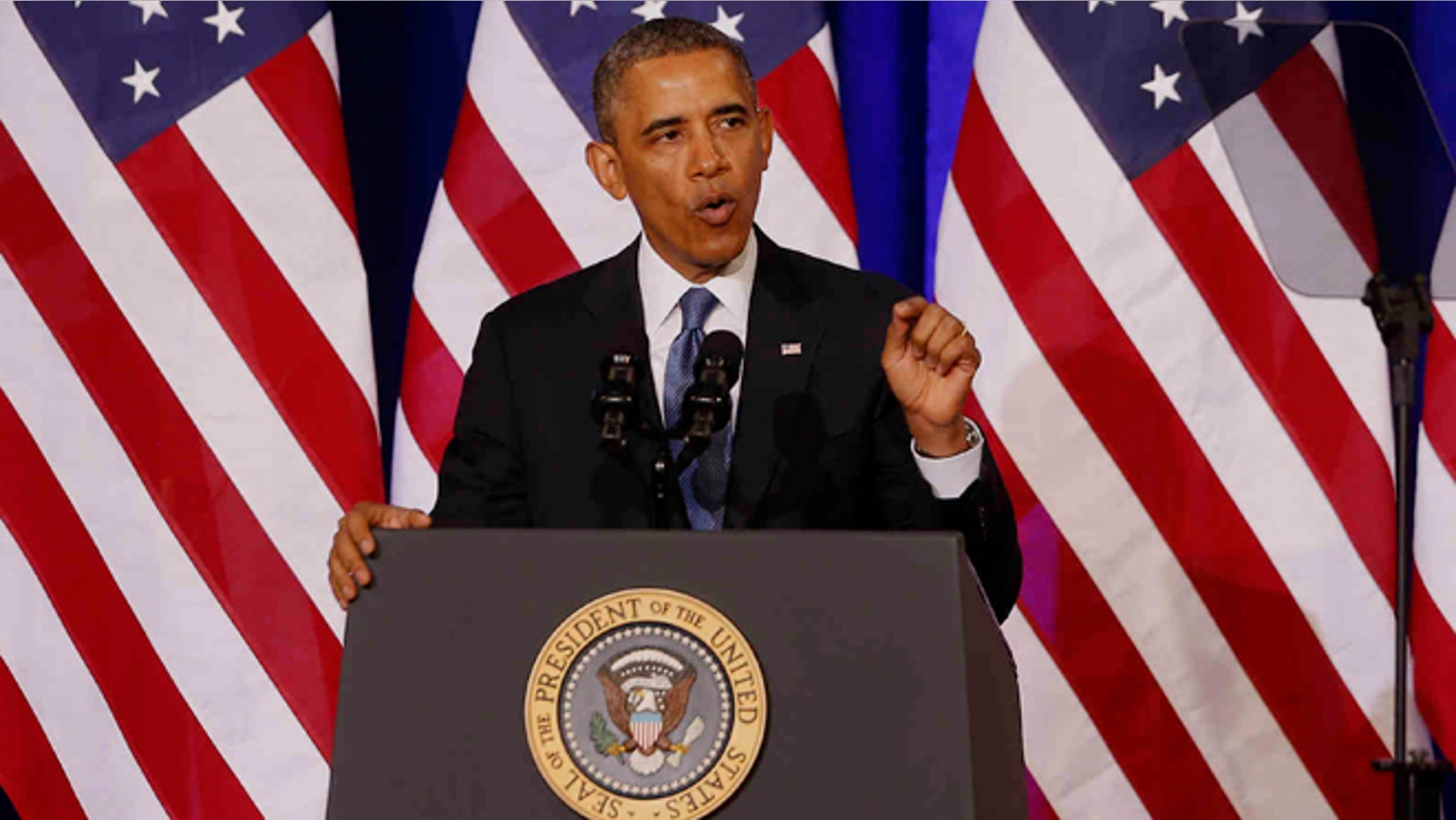 Jan. 17, 2014: President Barack Obama Talks about National Security Agency surveillance at the Justice Department in Washington.