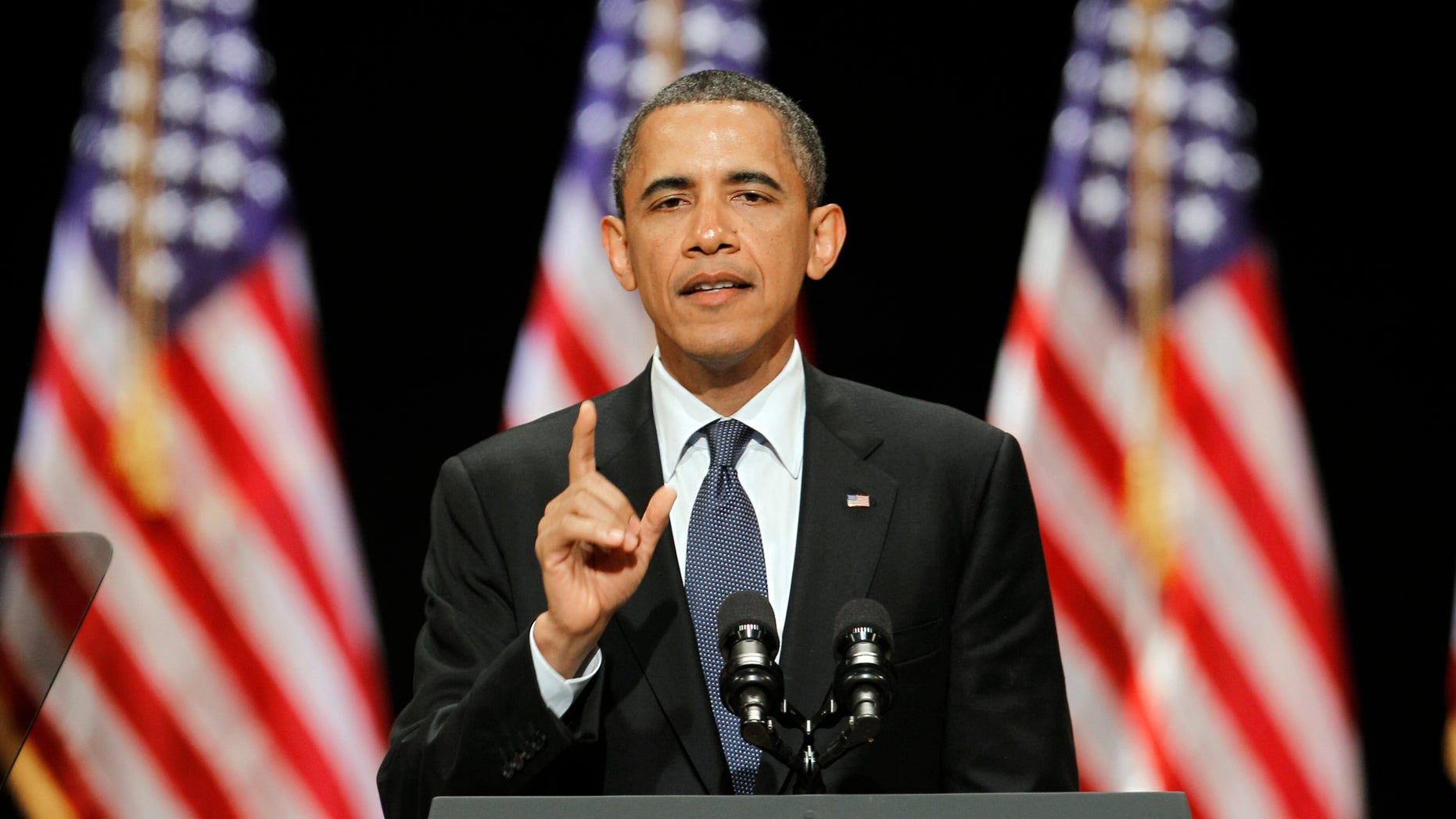 In a June 13, 2011 file photo, President Barack Obama speaks to a group of supporters at a Miami fundraiser, where he launched his bid for reelection in Florida. (AP)