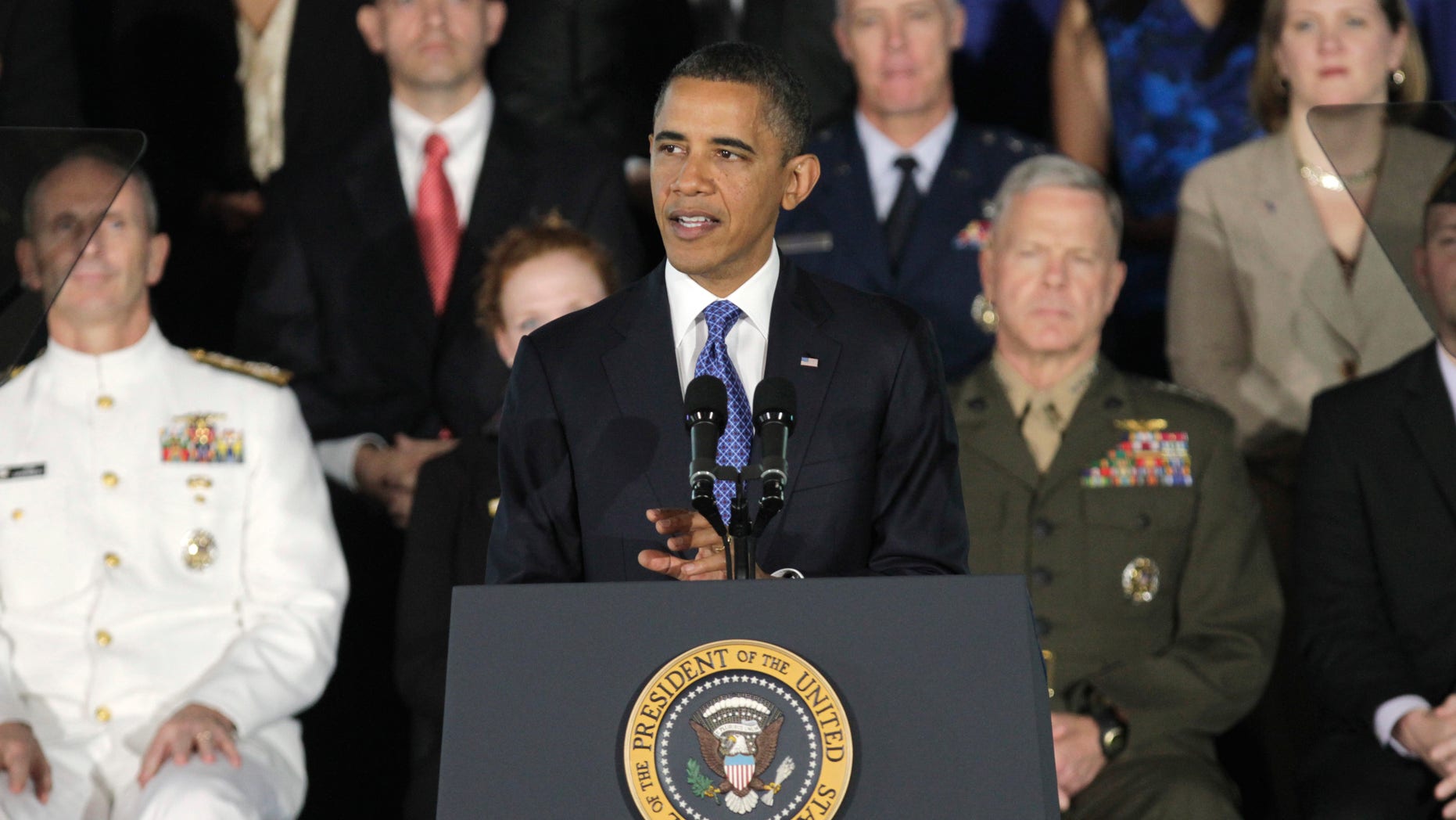President Obama speaks about the economy and the Administration’s work to prepare the nation’s veterans for the workforce, Friday, Aug. 5, 2011, at the Washington Navy Yard in Washington.
