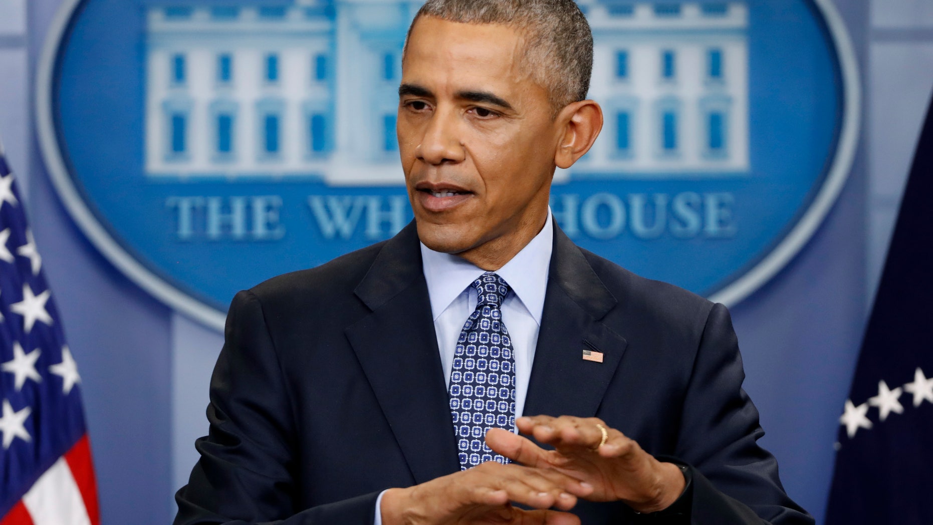 Jan. 18, 2017: President Barack Obama speaks during his final presidential news conference in the briefing room of the White House in Washington.