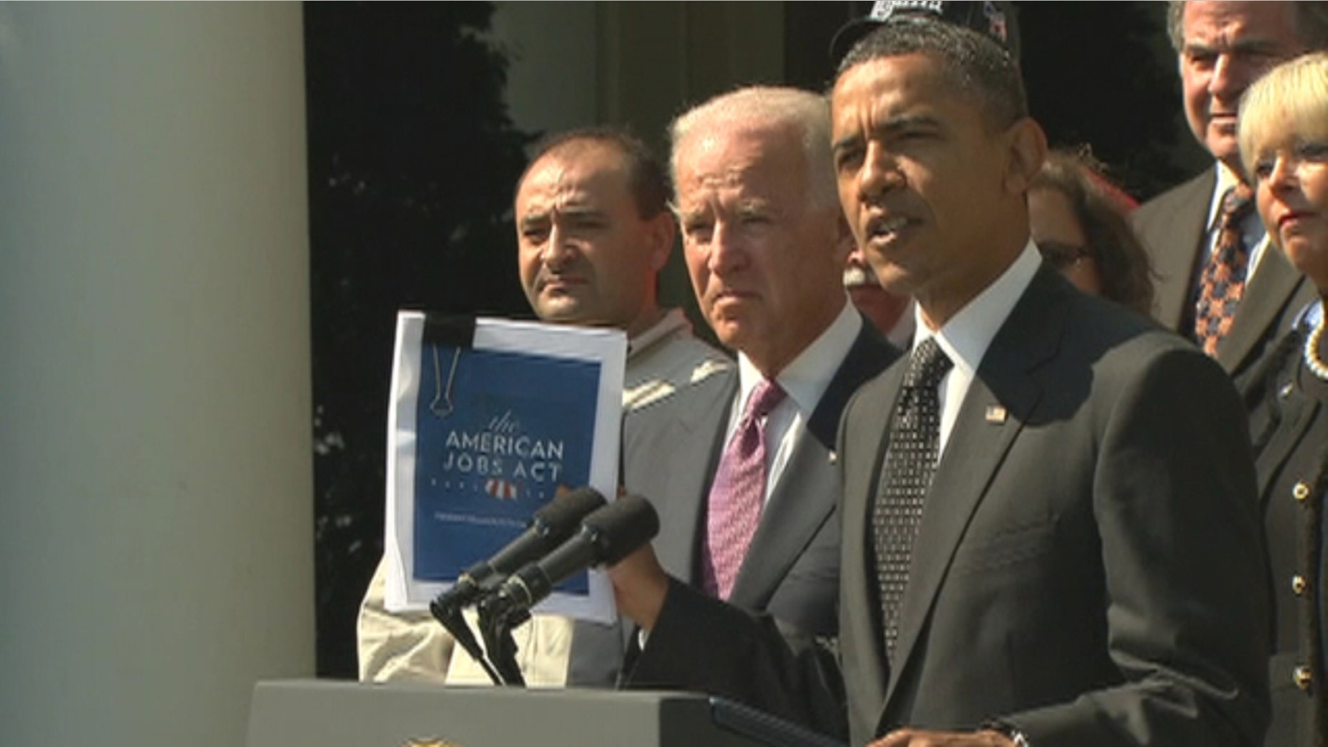 President Obama unveils his jobs bill in the Rose Garden of the White House Sept. 12.