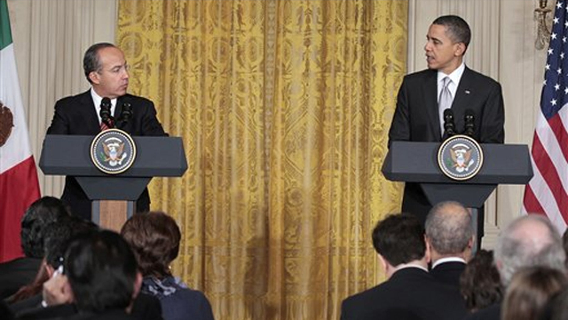 President Obama, accompanied by Mexican President Felipe Calderon, makes an opening statement during their joint news conference March 3 in the White House.