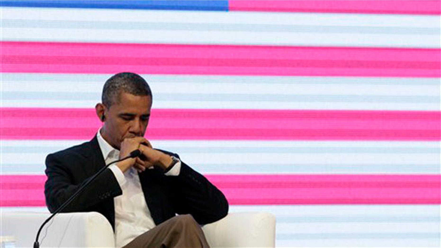 April 14, 2012: President Obama is shown at the CEO Summit of the Americas in Cartagena, Colombia.