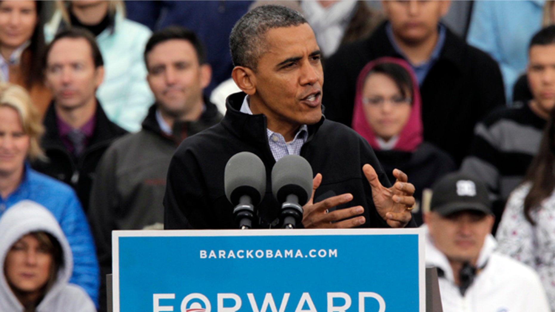 Oct. 4, 2012: President Obama speaks at a campaign rally in Denver.