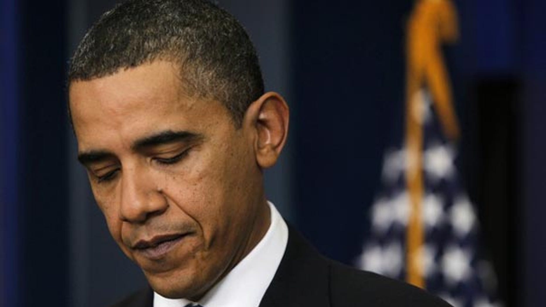 President Barack Obama is pictured at an impromptu news conference in the Brady Press Briefing Room of the White House in Washington, February 9, 2010. (Reuters)