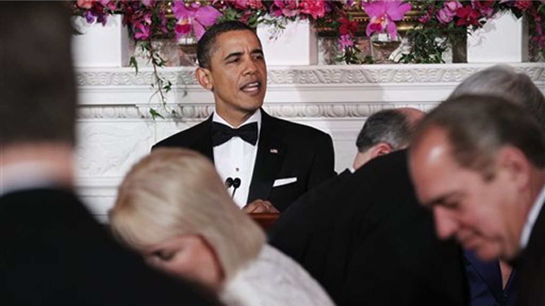 President Obama speaks at the 2011 Governors Dinner in the State Room at the White House in Washington Feb. 27.