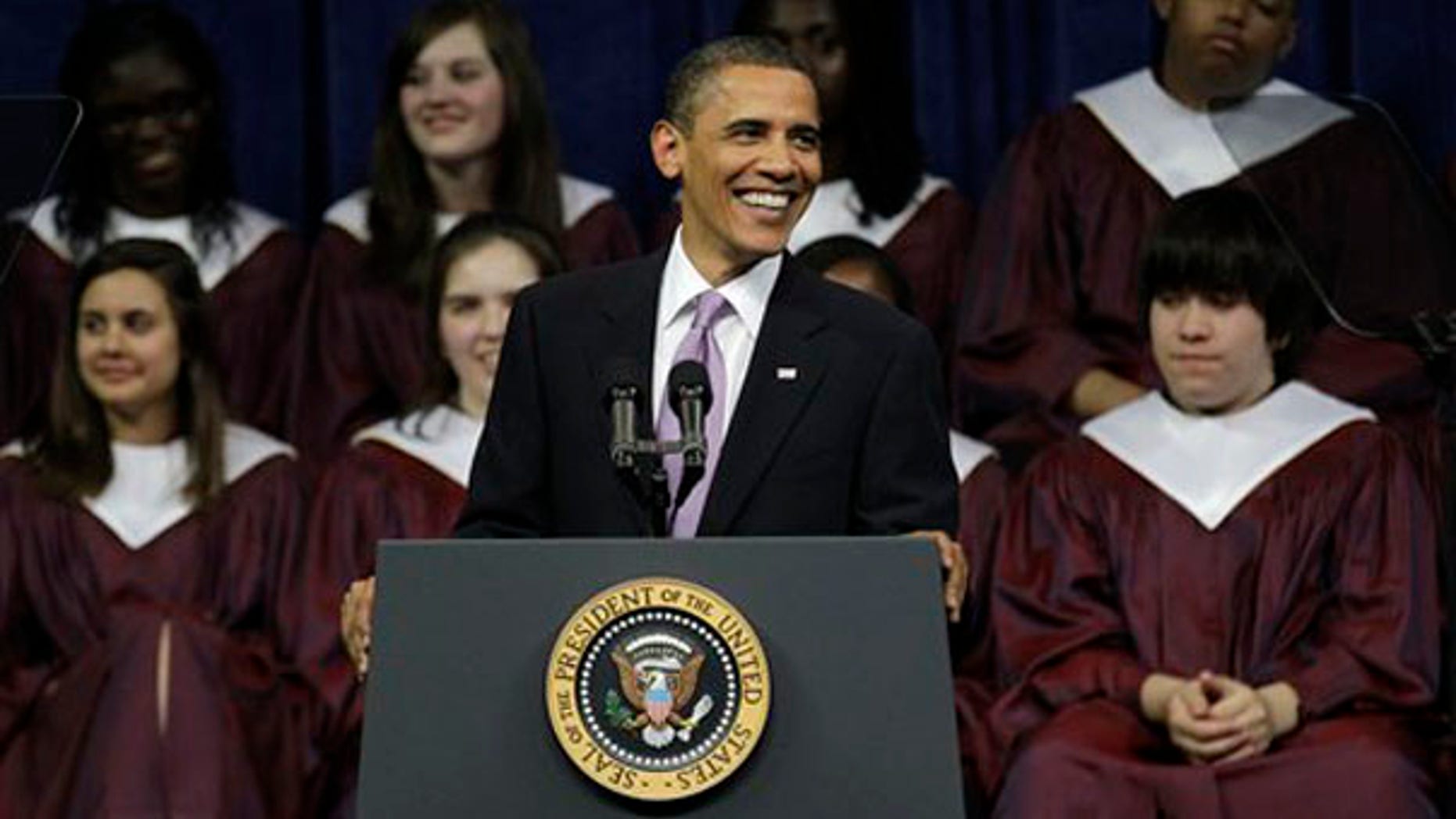 President Obama delivers the commencement address for Kalamazoo Central High School in Kalamazoo, Mich., on June 7. (AP Photo)