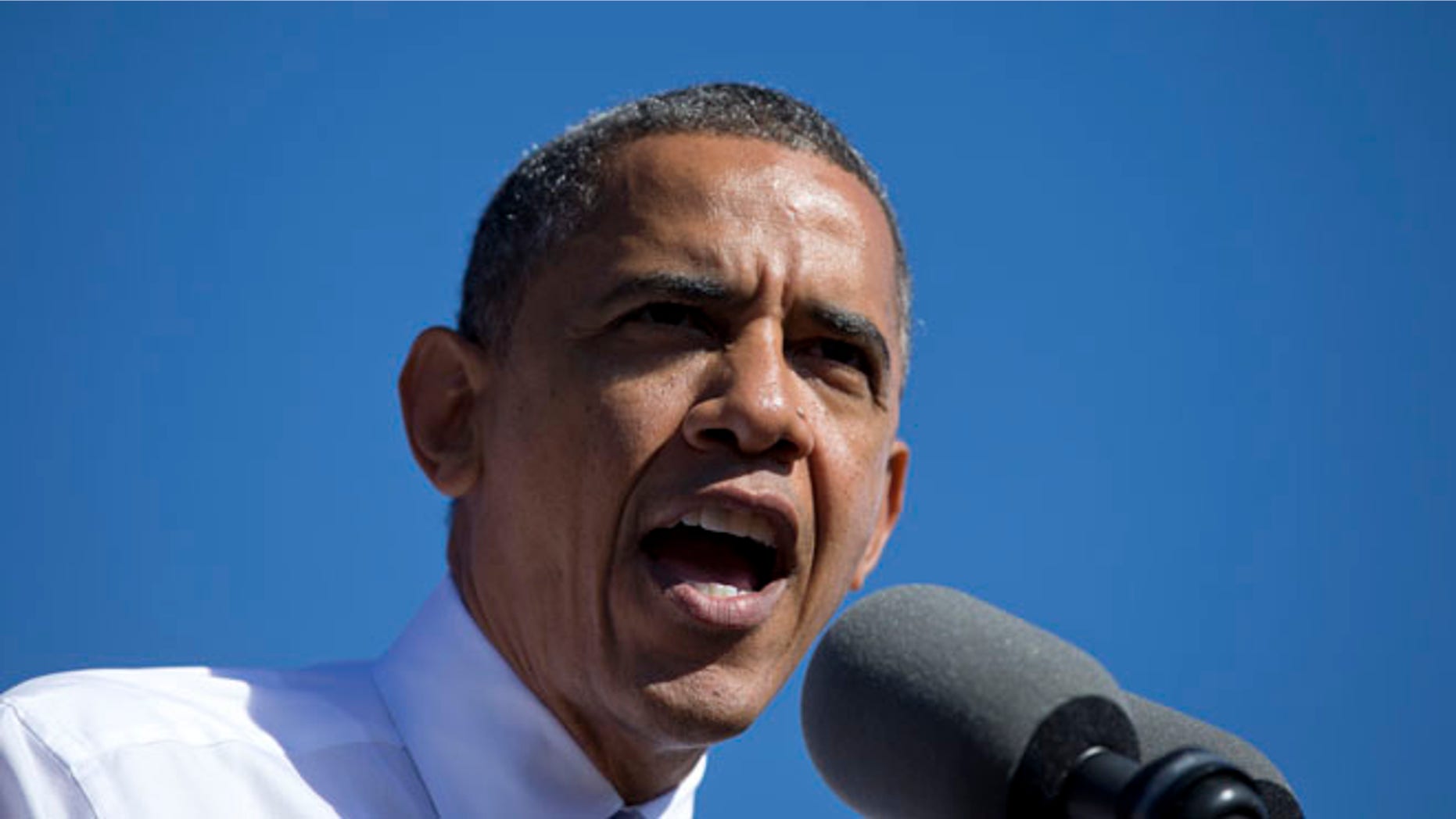 President Barack Obama speaks at a campaign event at Veteran's Memorial Park, Thursday, Oct. 18, 2012, in Manchester, N.H. (AP Photo/Carolyn Kaster)