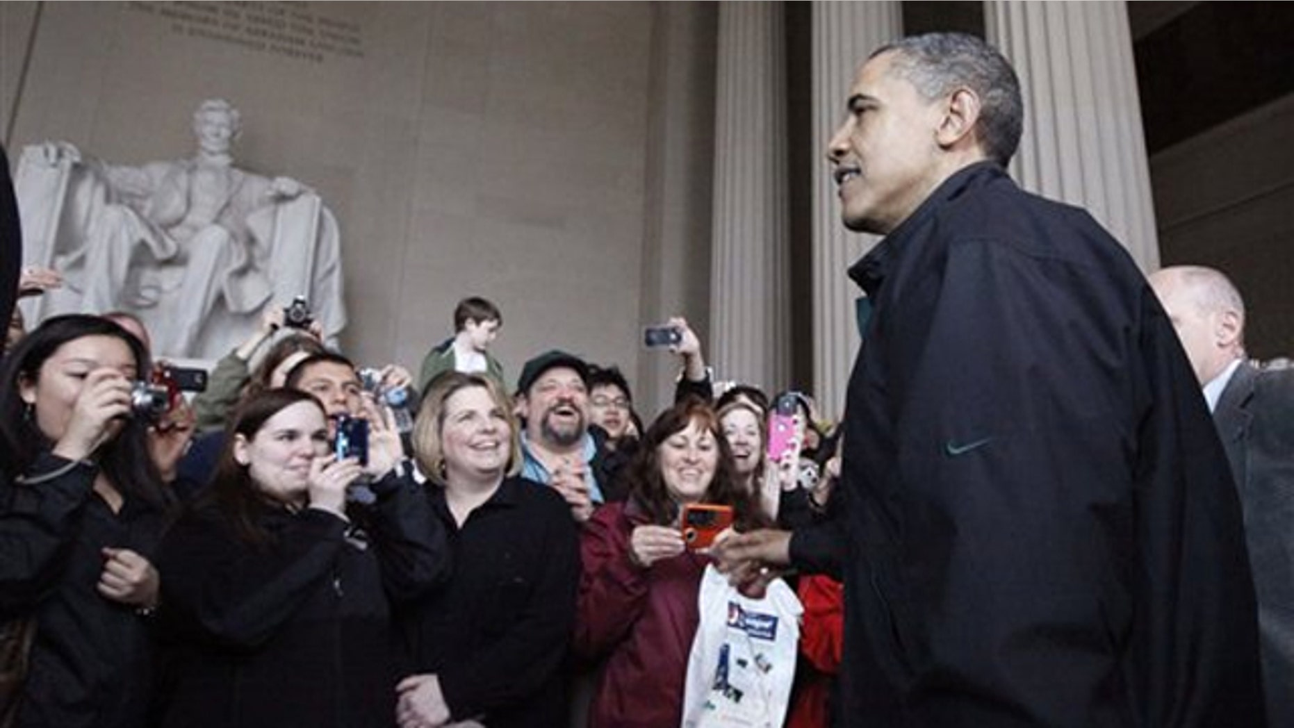 President Obama visits the Lincoln Memorial in Washington April 9.