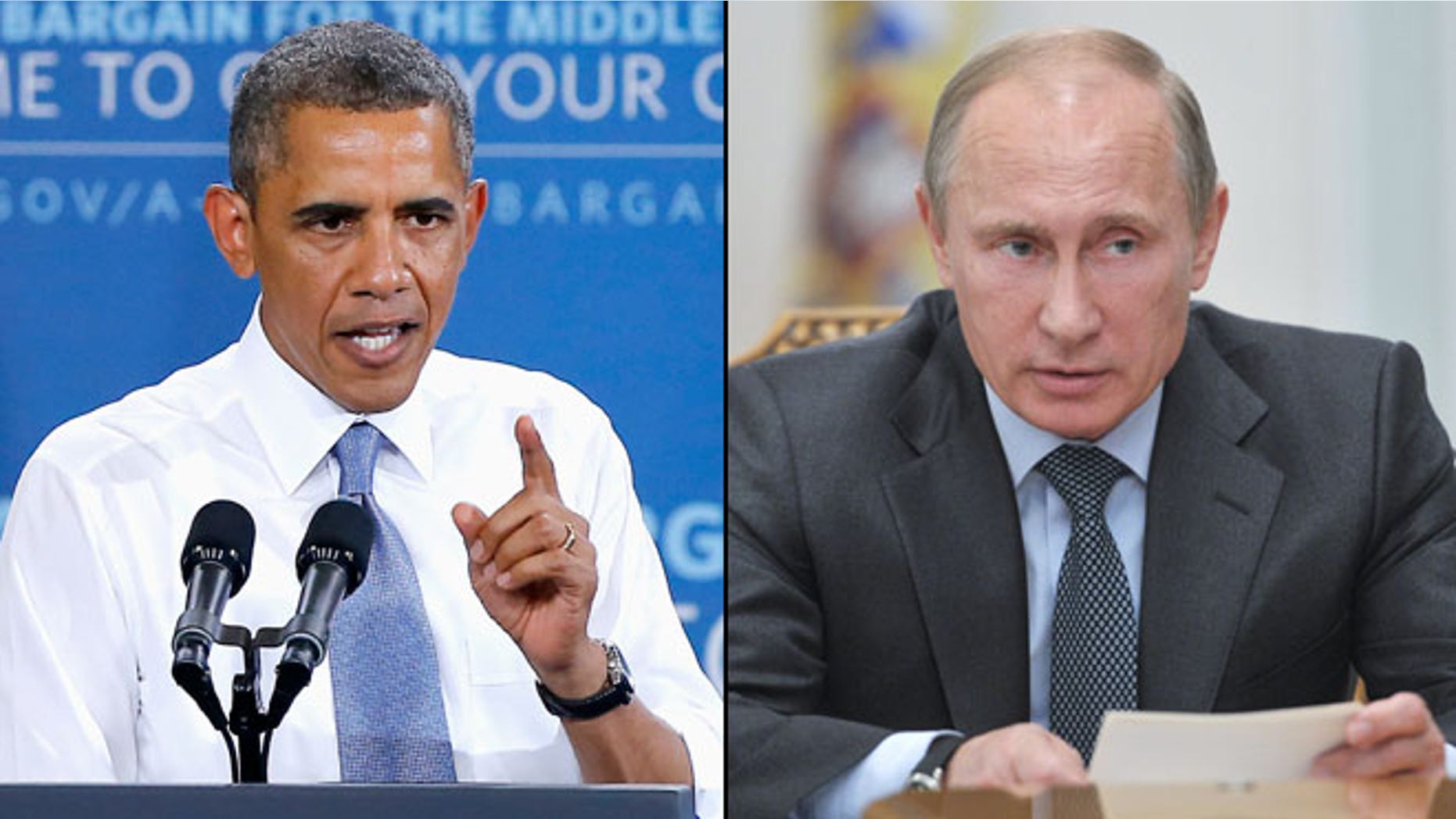 Shown here are President Obama, left, and Russian President Vladimir Putin.