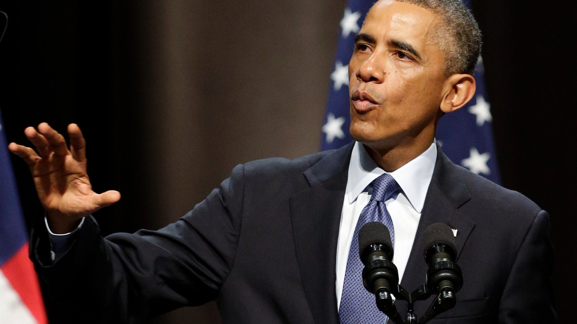 Oct. 2, 2014: President Barack Obama speaks about the economy at Northwestern University in Evanston, Ill.