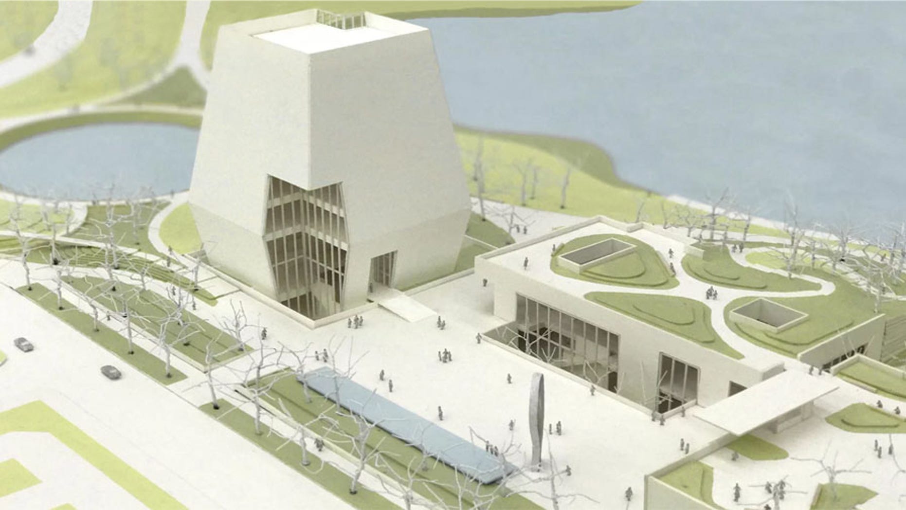 This view of the drawings of the Obama Presidential Center shows the museum, the forum and the library.