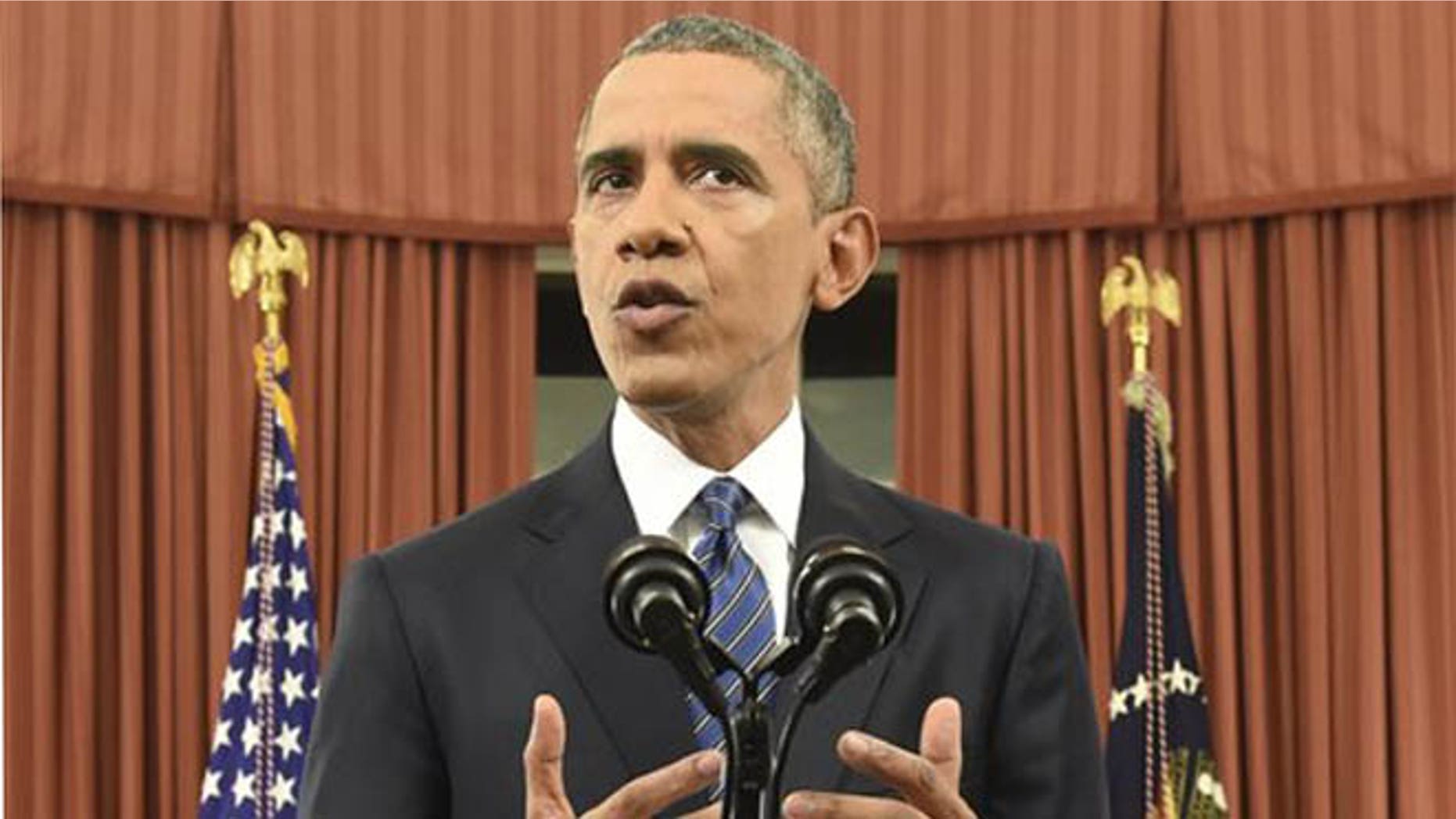 President Barack Obama addresses the nation from the Oval Office at the White House in Washington, Sunday night, Dec. 6, 2016. The address comes as recent attacks in Paris and California have raised concerns that the U.S. and other countries arent doing enough to prevent terror attacks. (Saul Loeb/Pool Photo via AP)