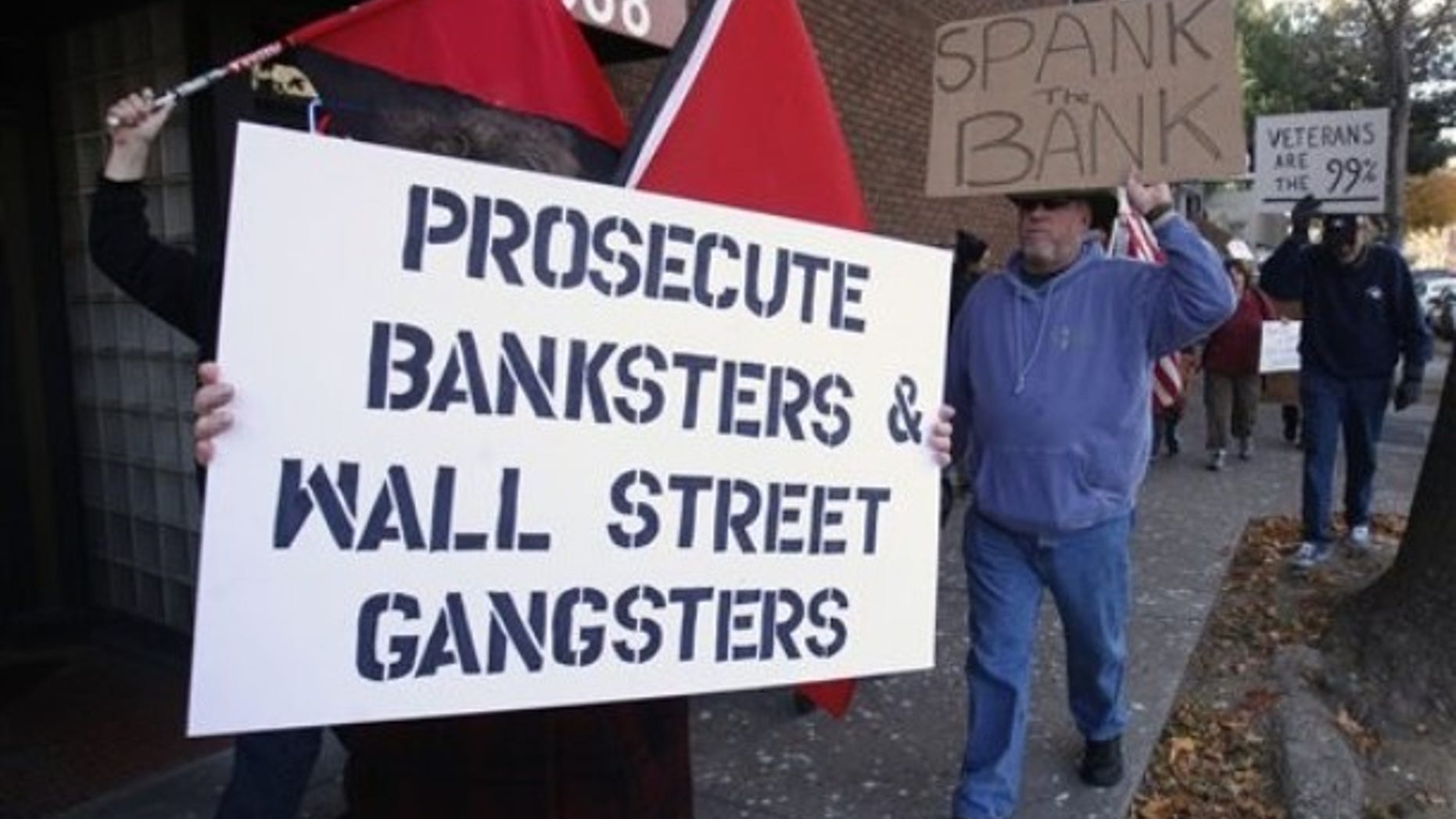 Occupy protestors marching through downtown Sacramento in December 2011