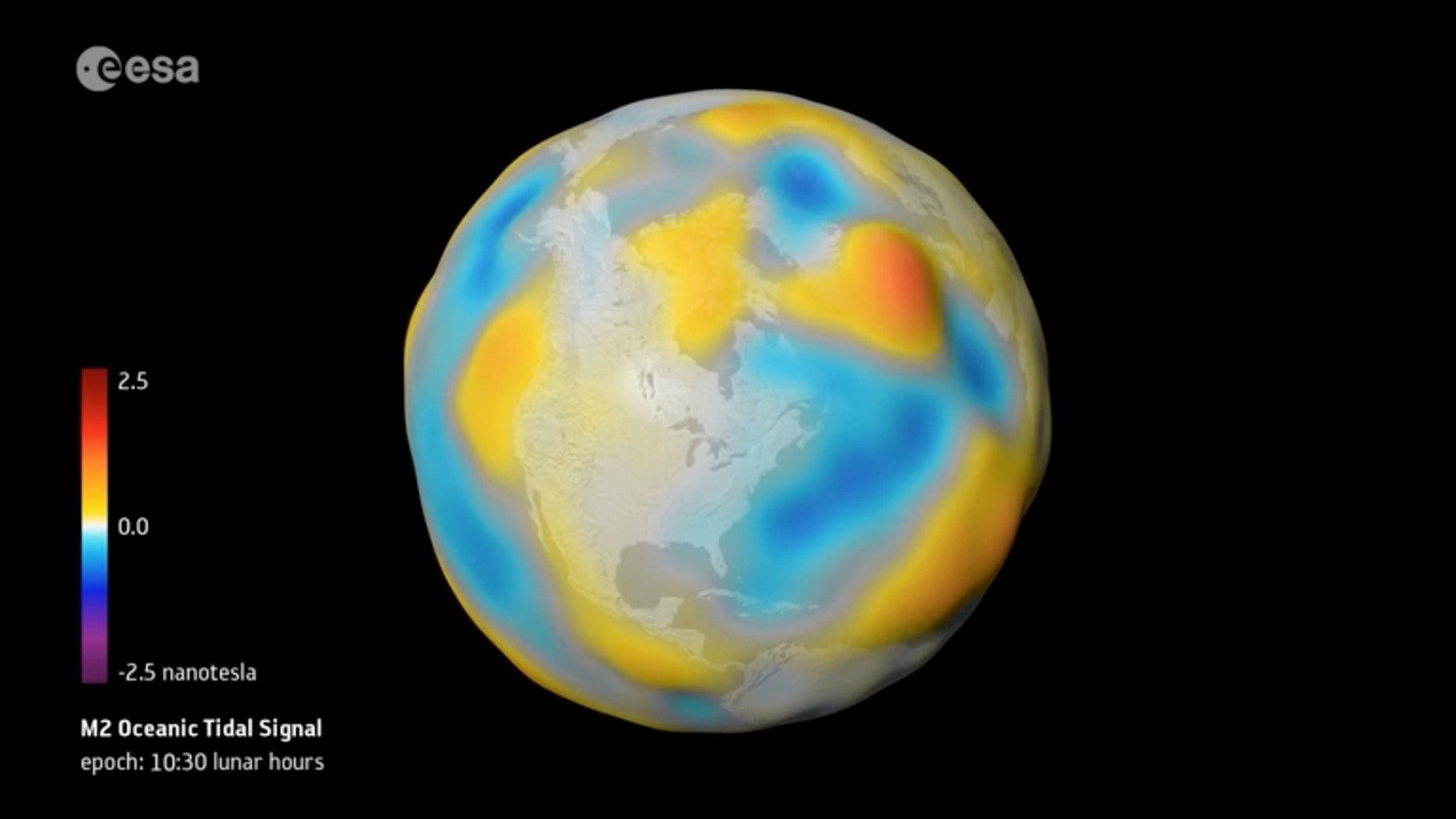 This digital map shows the magnetic signals generated by Earth’s oceans, from the ocean's surface to the seafloor.