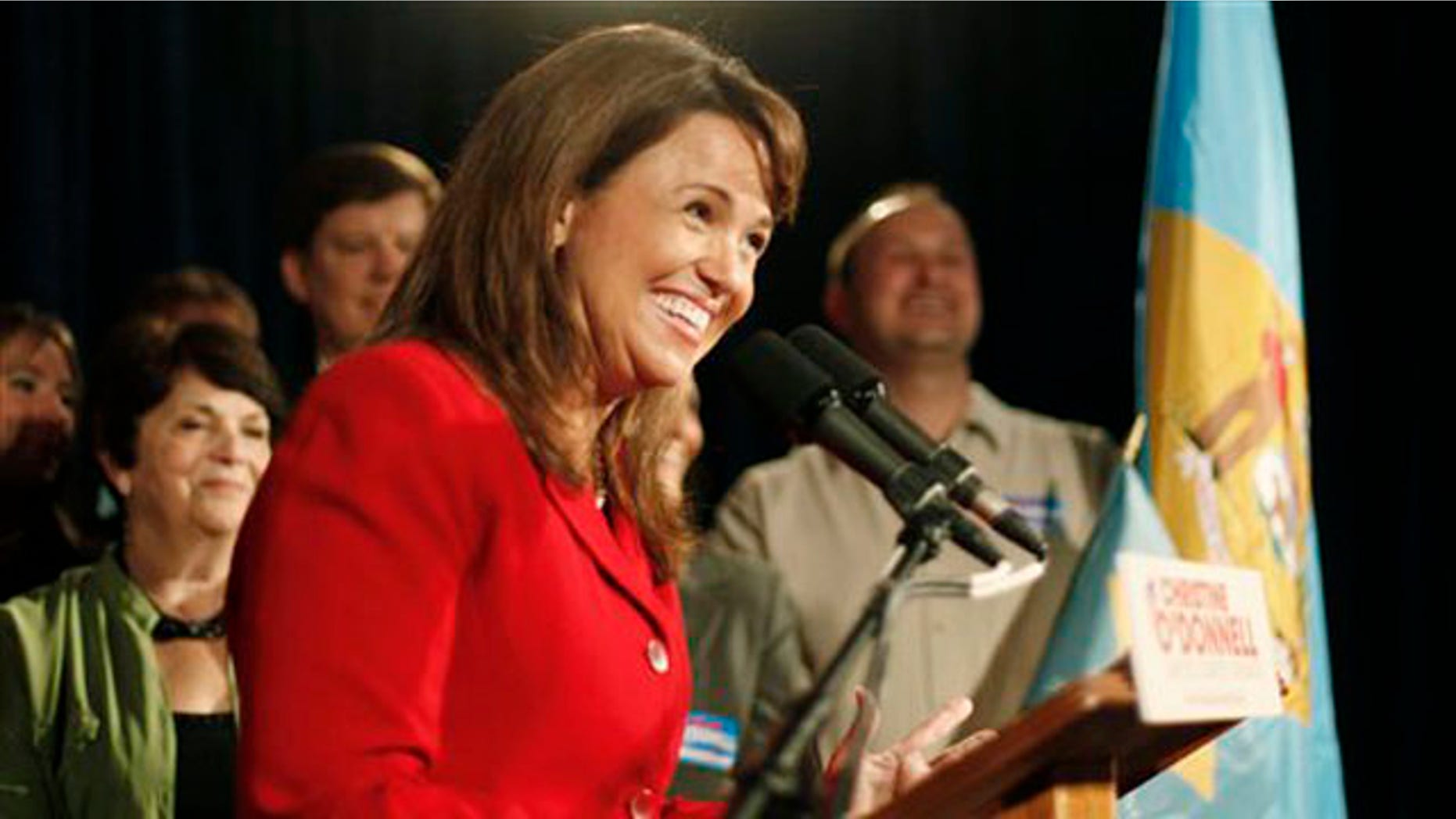Senate candidate Christine O'Donnell addresses supporters after winning the Republican nomination for Senate in Delaware Sept. 14, 2010, in Dover, Del. (AP Photo)