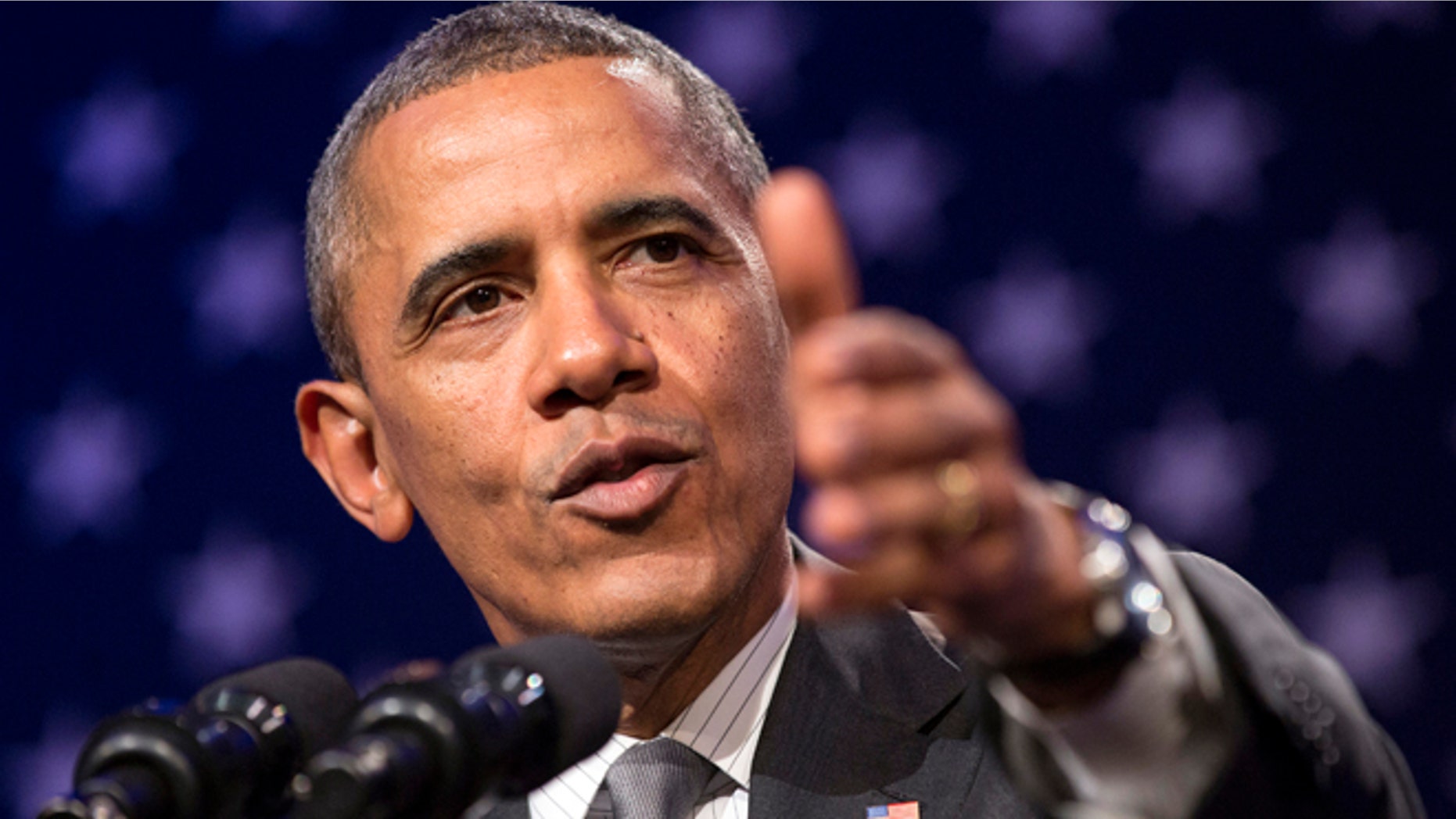 Feb. 25, 2014: U.S. President Barack Obama delivers remarks at Organizing for Action's "National Organizing Summit" in Washington.
