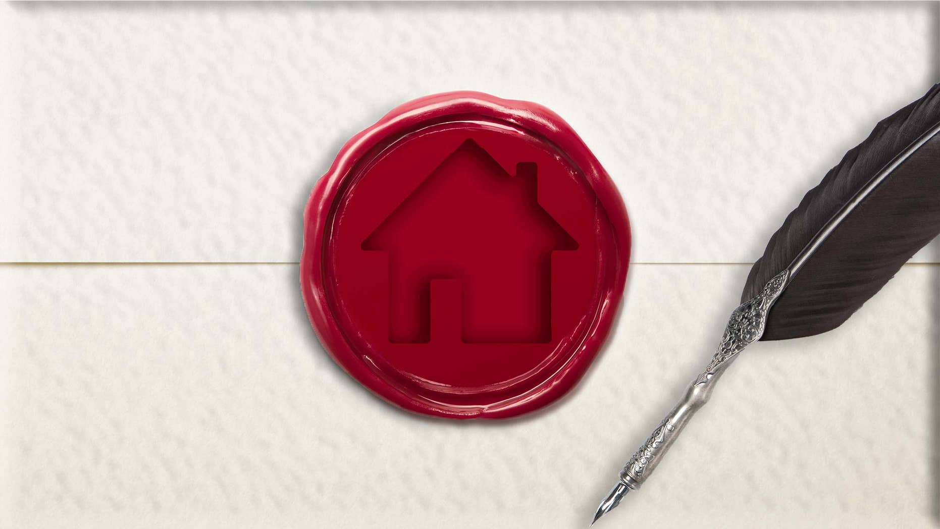 offer letter sealed with wax, feather quill