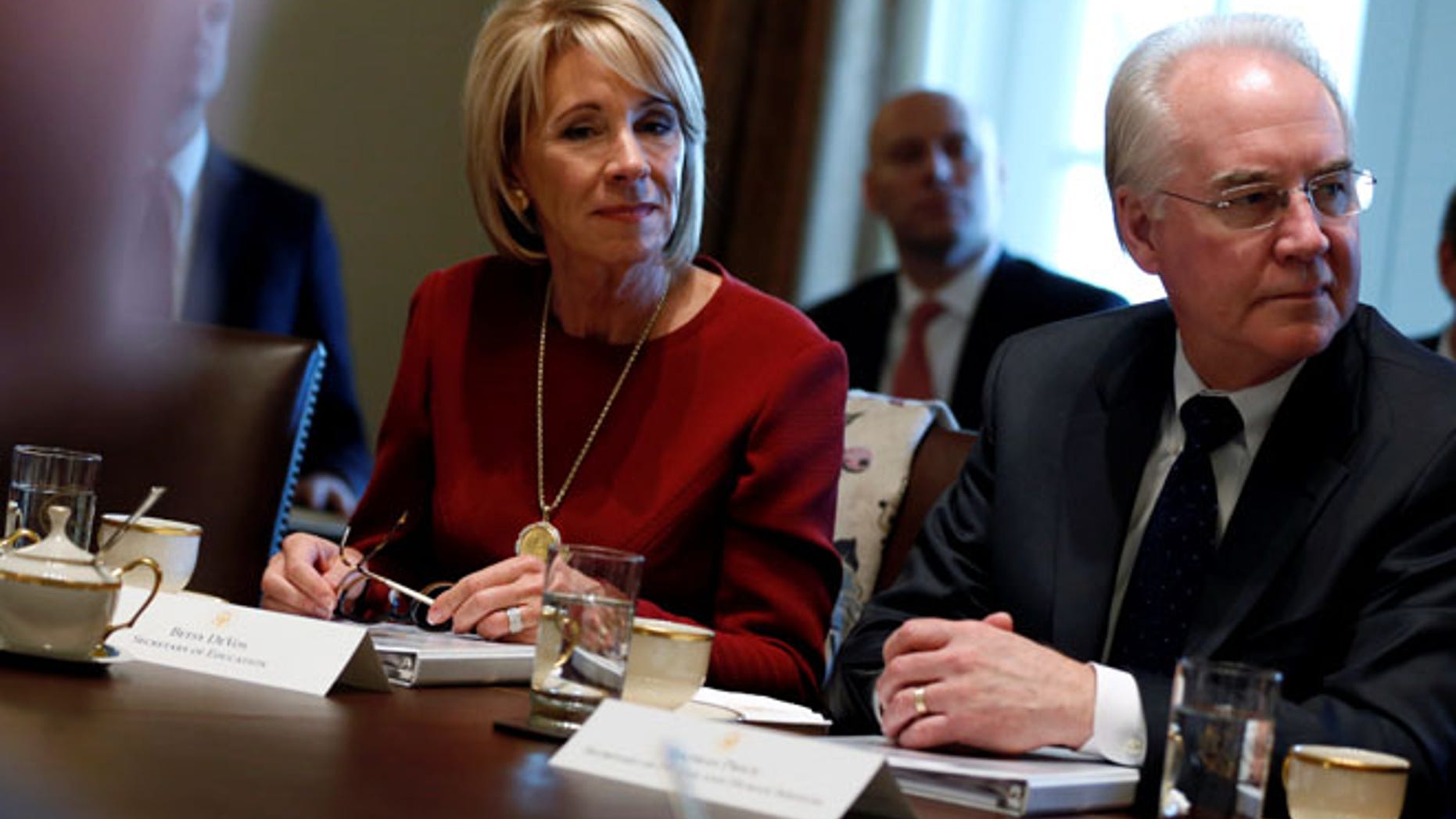FILE: U.S. Secretary of Education Betsy DeVos and Secretary of Health and Human Services Tom Price