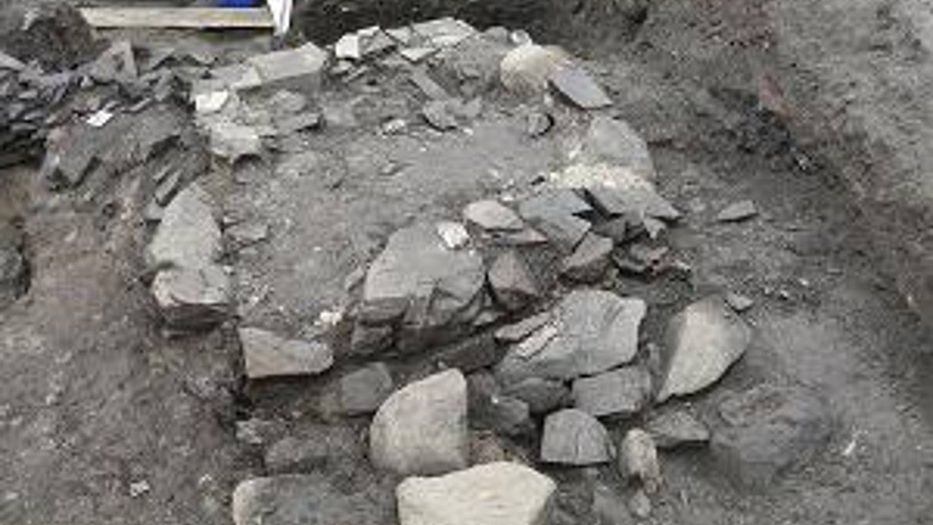 The likely foundation for the altar where St. Olaf’s coffin was placed in 1031 (NIKU).