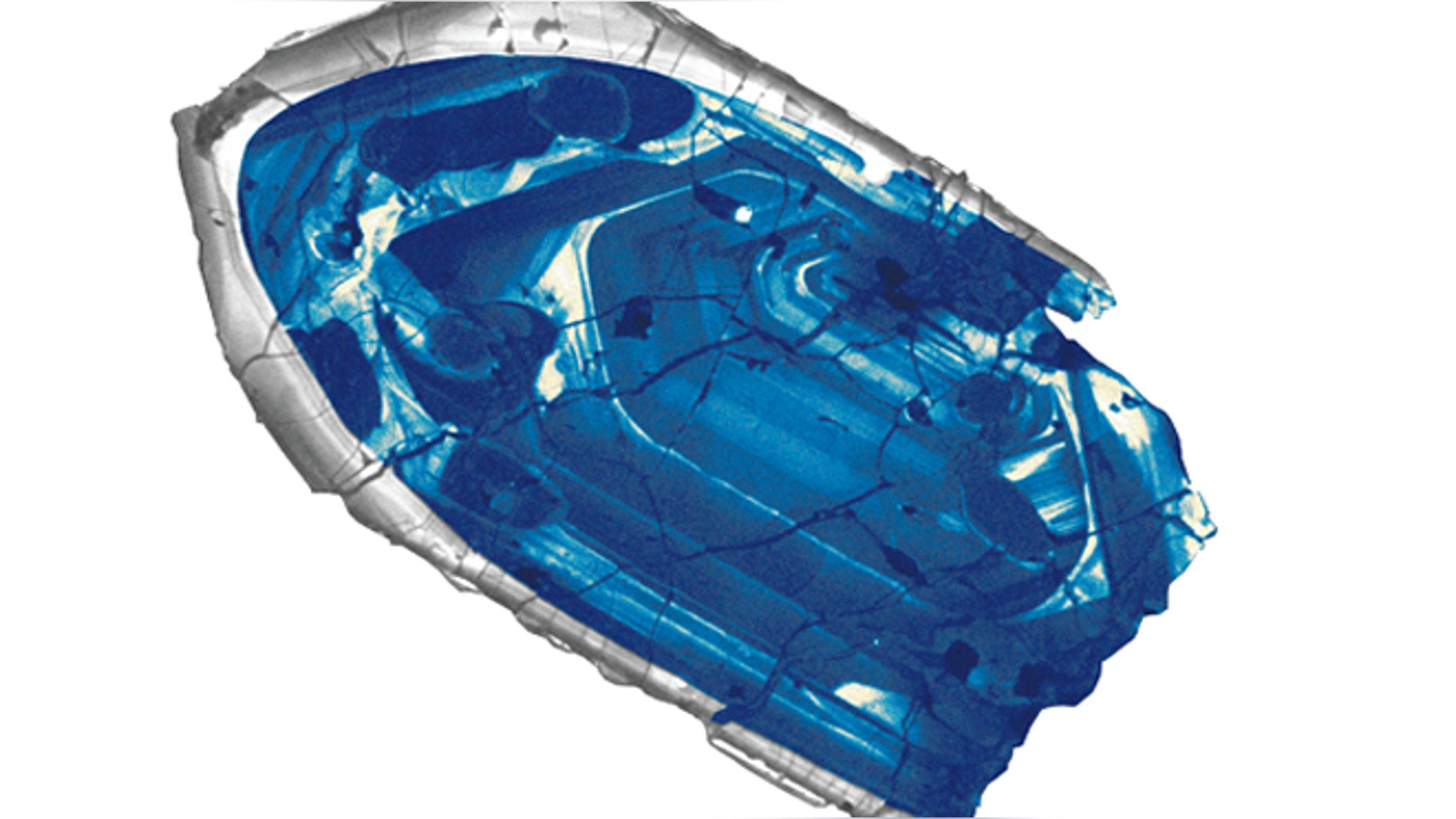 Cathodoluminescence image of a 400-µm Jack Hills zircon.