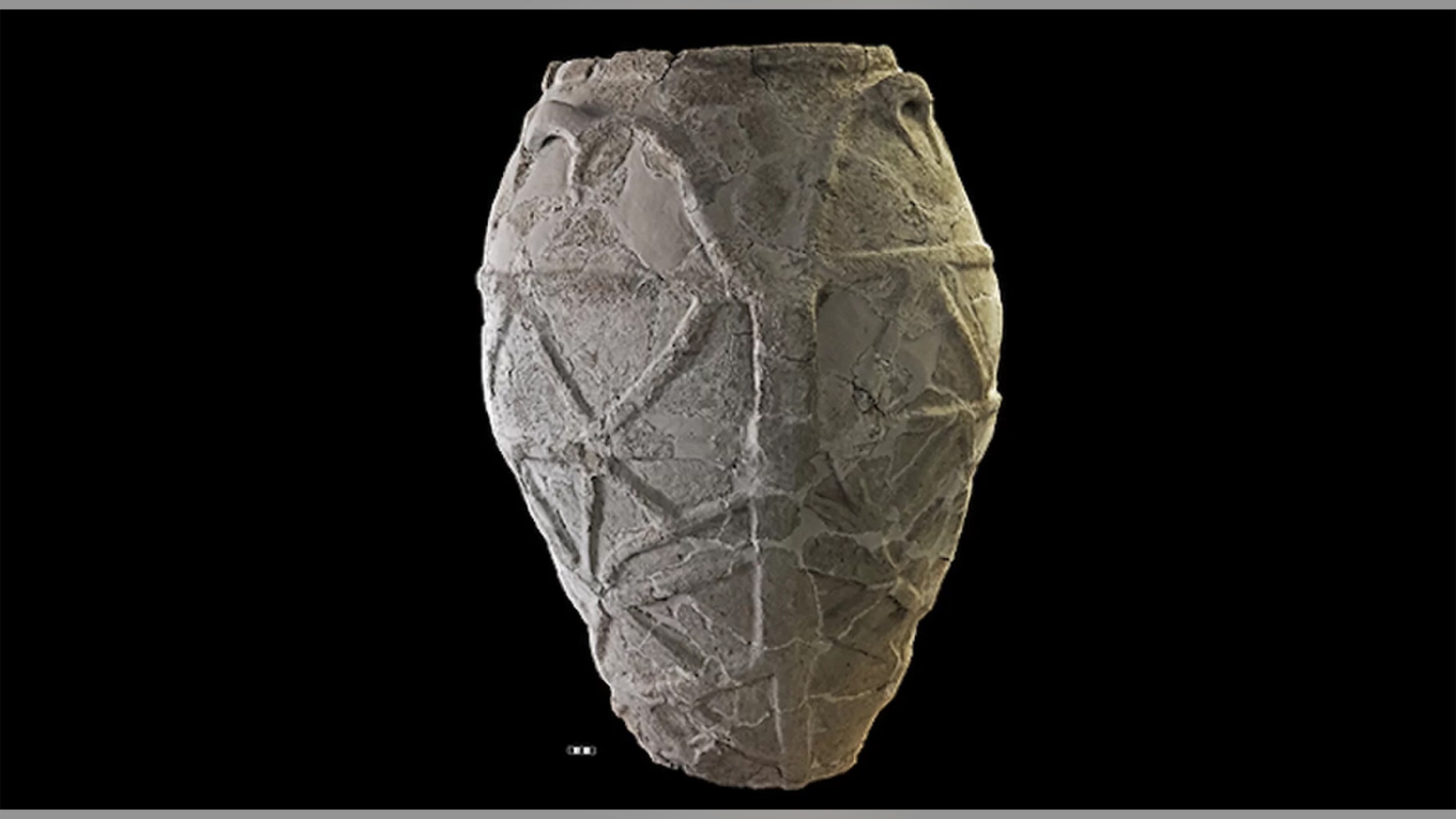 The oldest olive oil on record in Italy was found in this textured pot with starfish-like designs. Credit: Courtesy: Sicily Region; Syracuse Regional Park for archaeological sites and museums; Paolo Orsi Museum