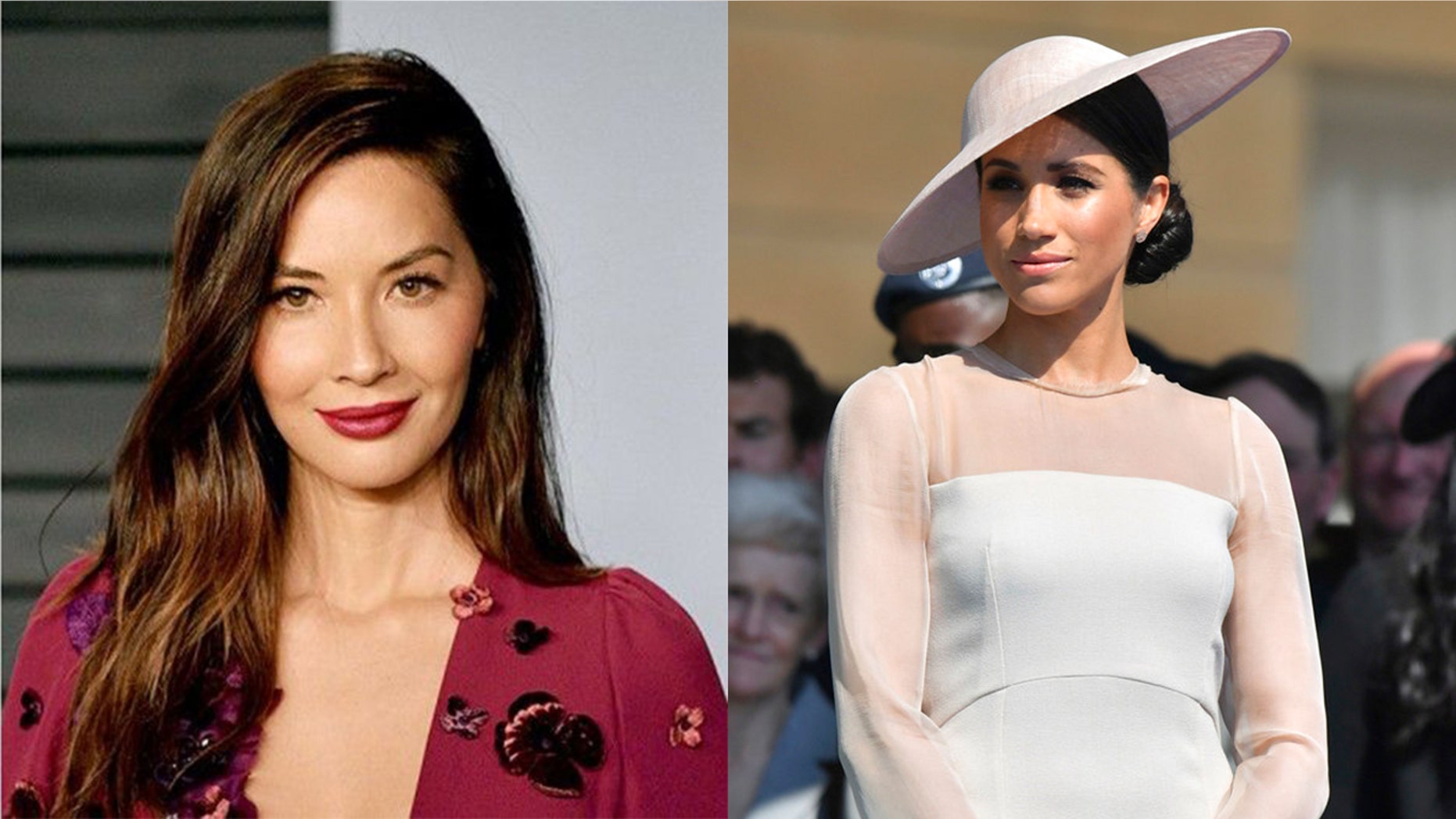 Olivia Munn, left, calls out Meghan Markle's sister, Samantha, over her recent comments.
