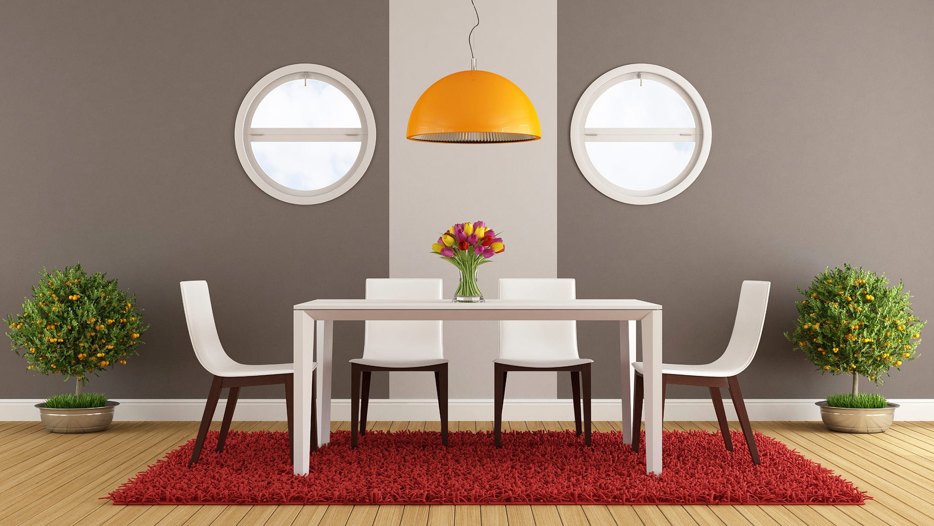 Staged dining room