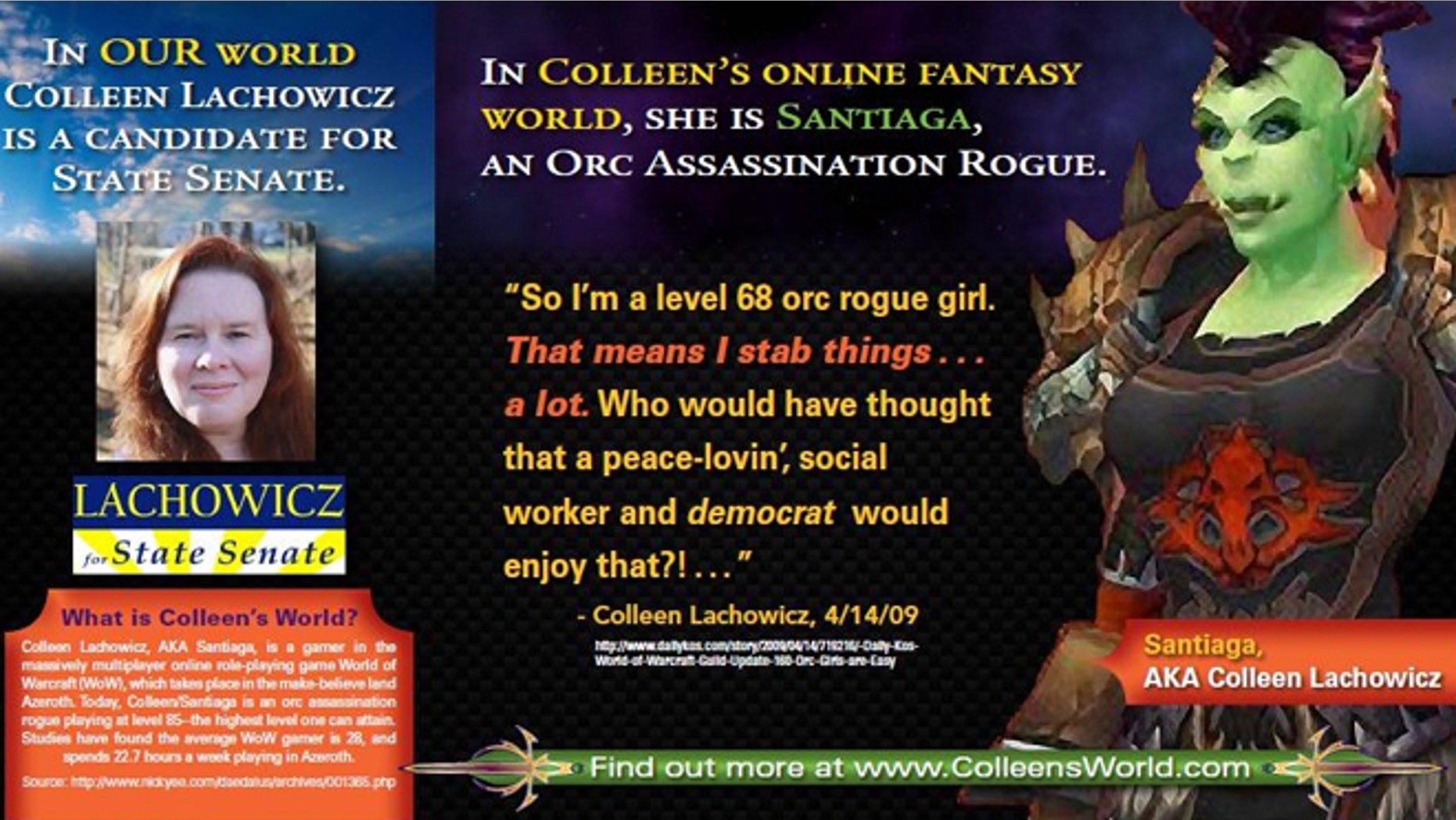 The Maine GOP takes issue with how Democratic candidate Colleen Lachowicz spends her spare time: online, as a level-85 orc in the videogame World of Warcraft.