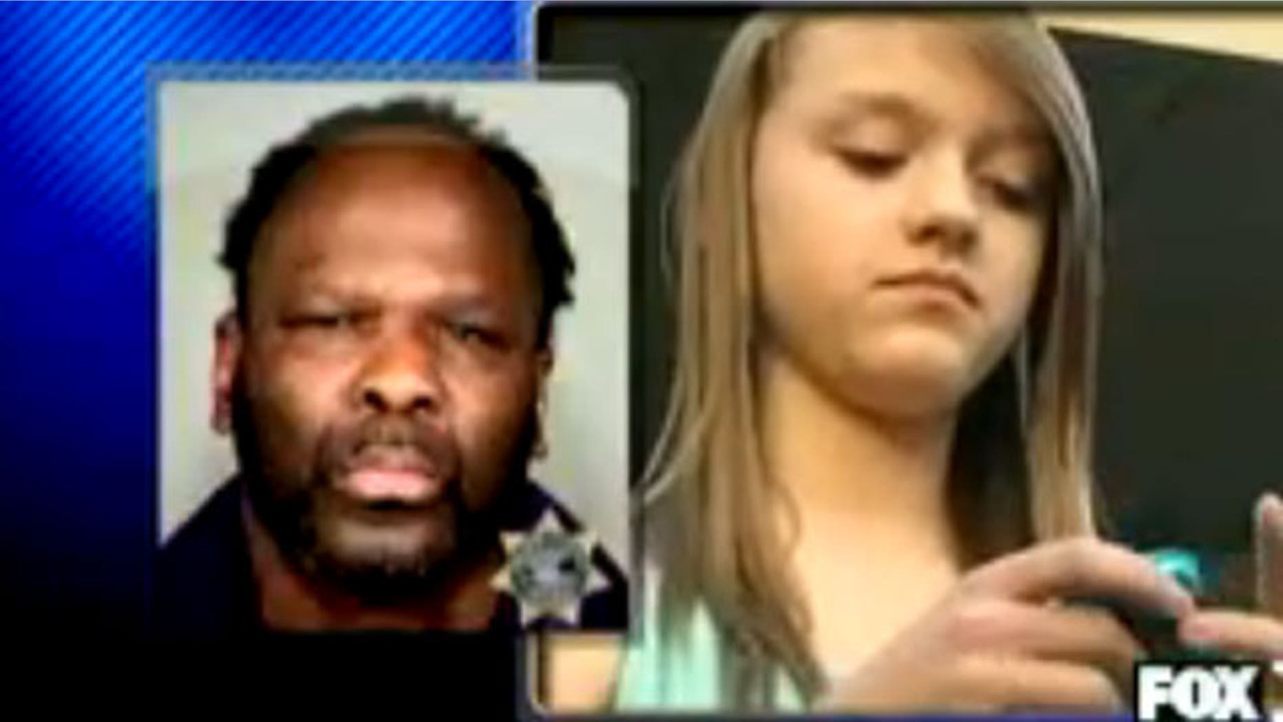 Left: Douglas Quinn mugshot. Right: 13-year-old Shelby Harrington who was apparently harrassed by Quinn.