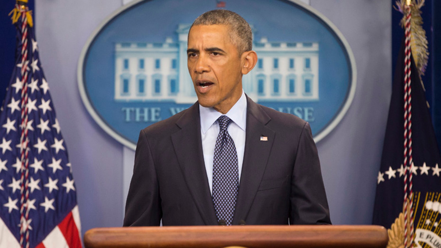 President Barack Obama speaks about the massacre at a nightclub in Orlando that claimed 50 lives during a news conference at the White House in Washington, Sunday, June 12, 2016. (AP Photo/Pablo Martinez Monsivais)