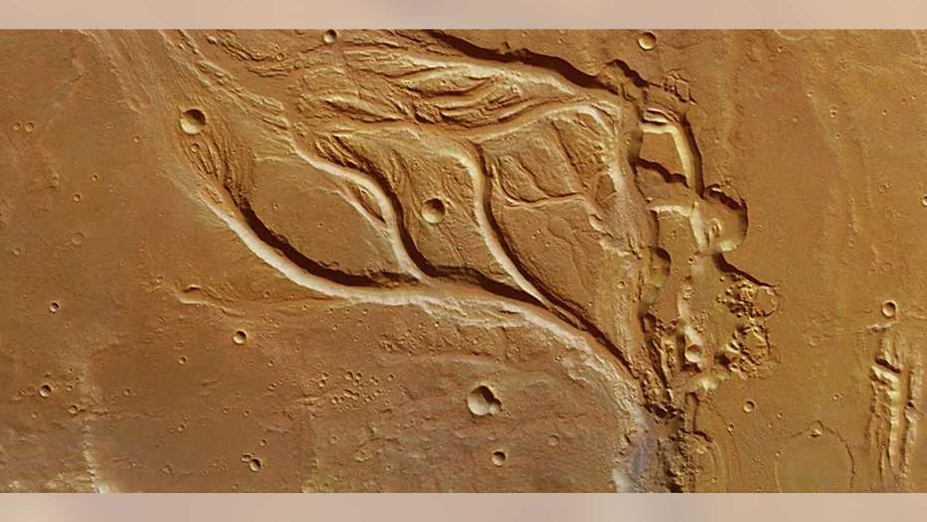 The central portion of Osuga Valles on Mars resembles features found in the arid deserts of Arizona, rather than those formed by emerging groundwater in Florida.