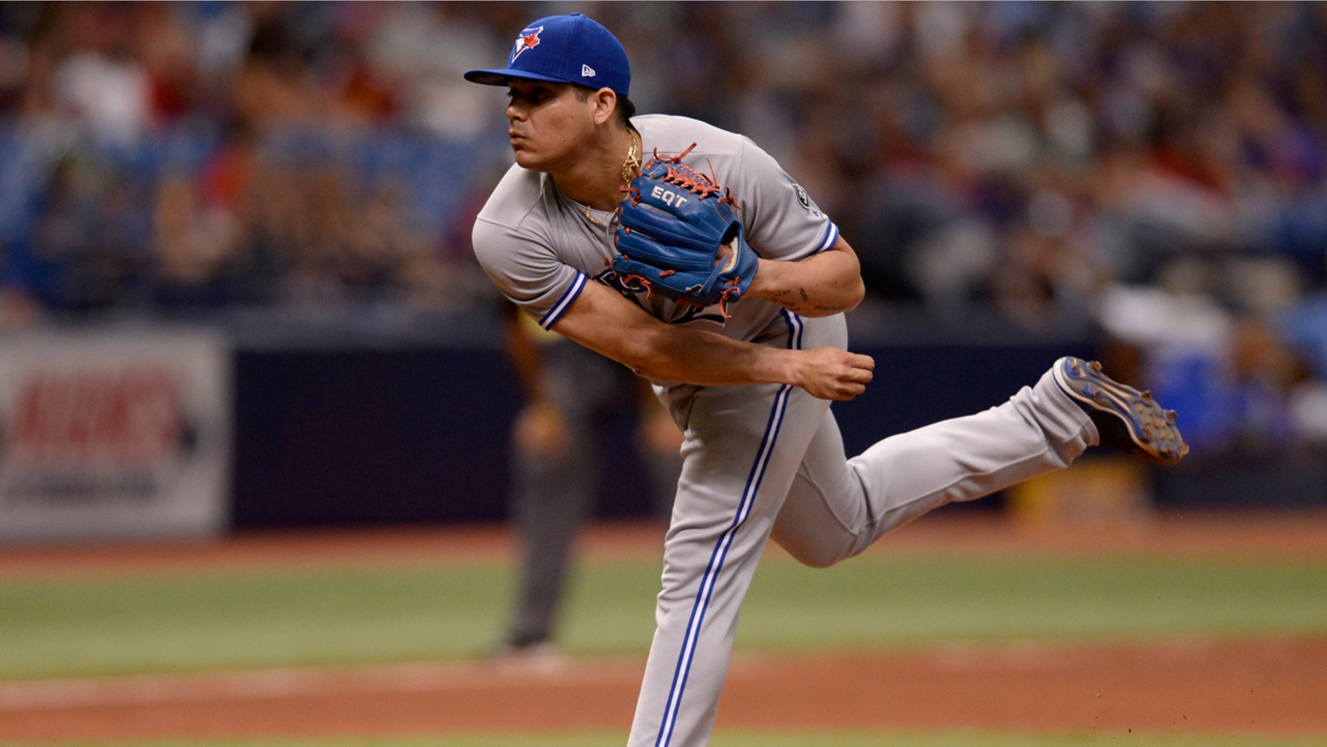 Toronto Blue Jays relief pitcher Roberto Osuna was arrested Tuesday on an assault charge, police said.