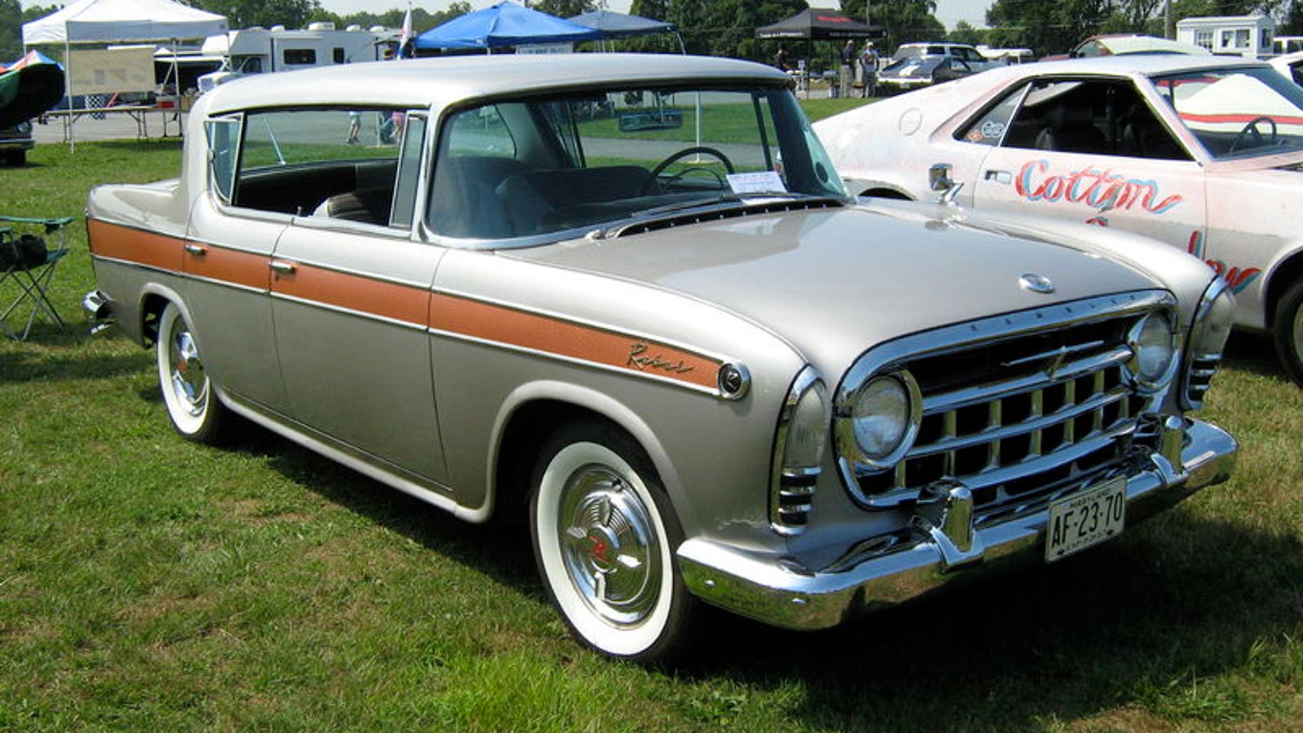 Whitewall tires are found on this 1957 Rambler Rebel.